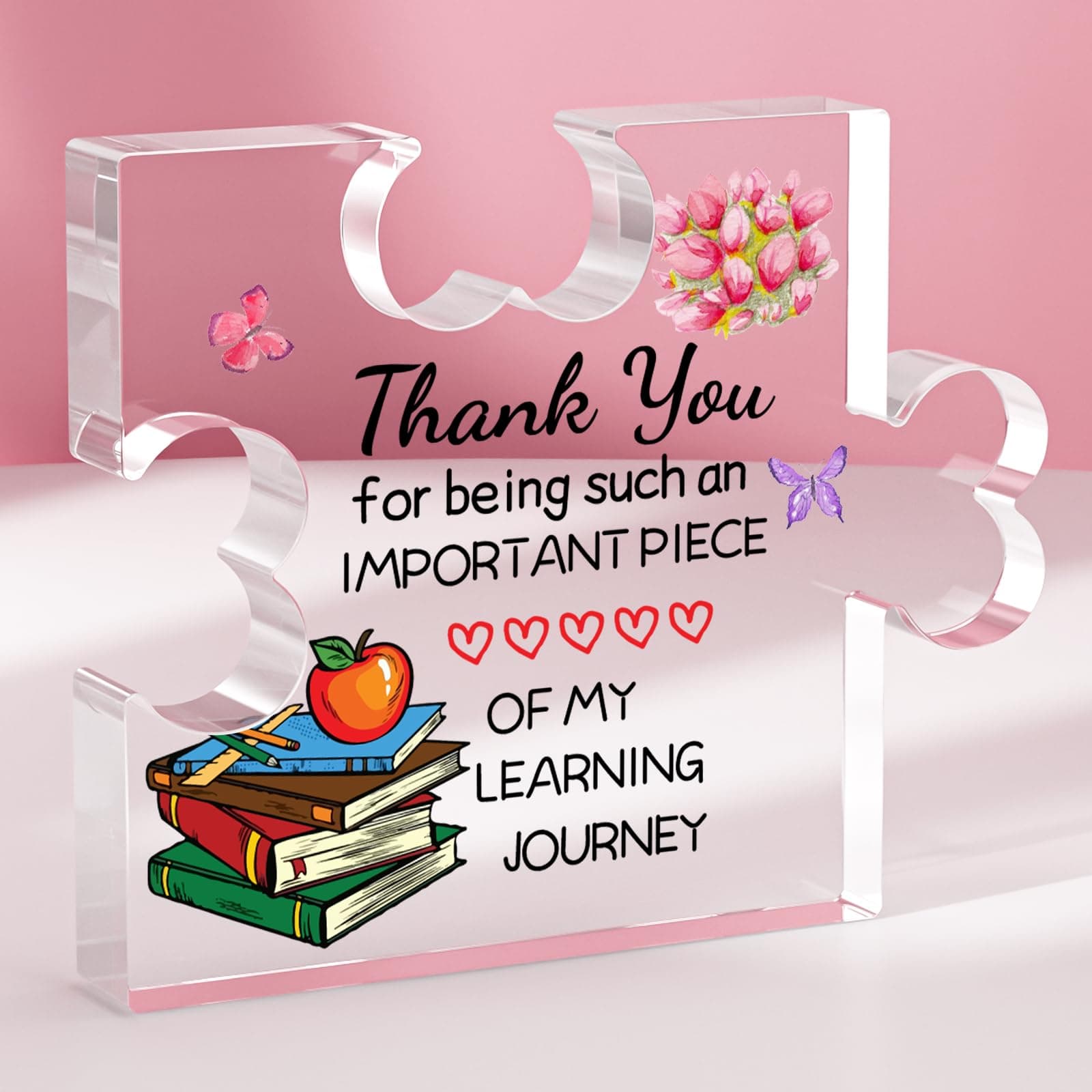 Funnli Teacher Gifts, Back to School Teacher Gifts, Teacher Appreciation Gifts Acrylic Plaque, Thank You Graduation Valentines Day Christmas Gifts for Women Teacher Classmate Study Partner Roommate
