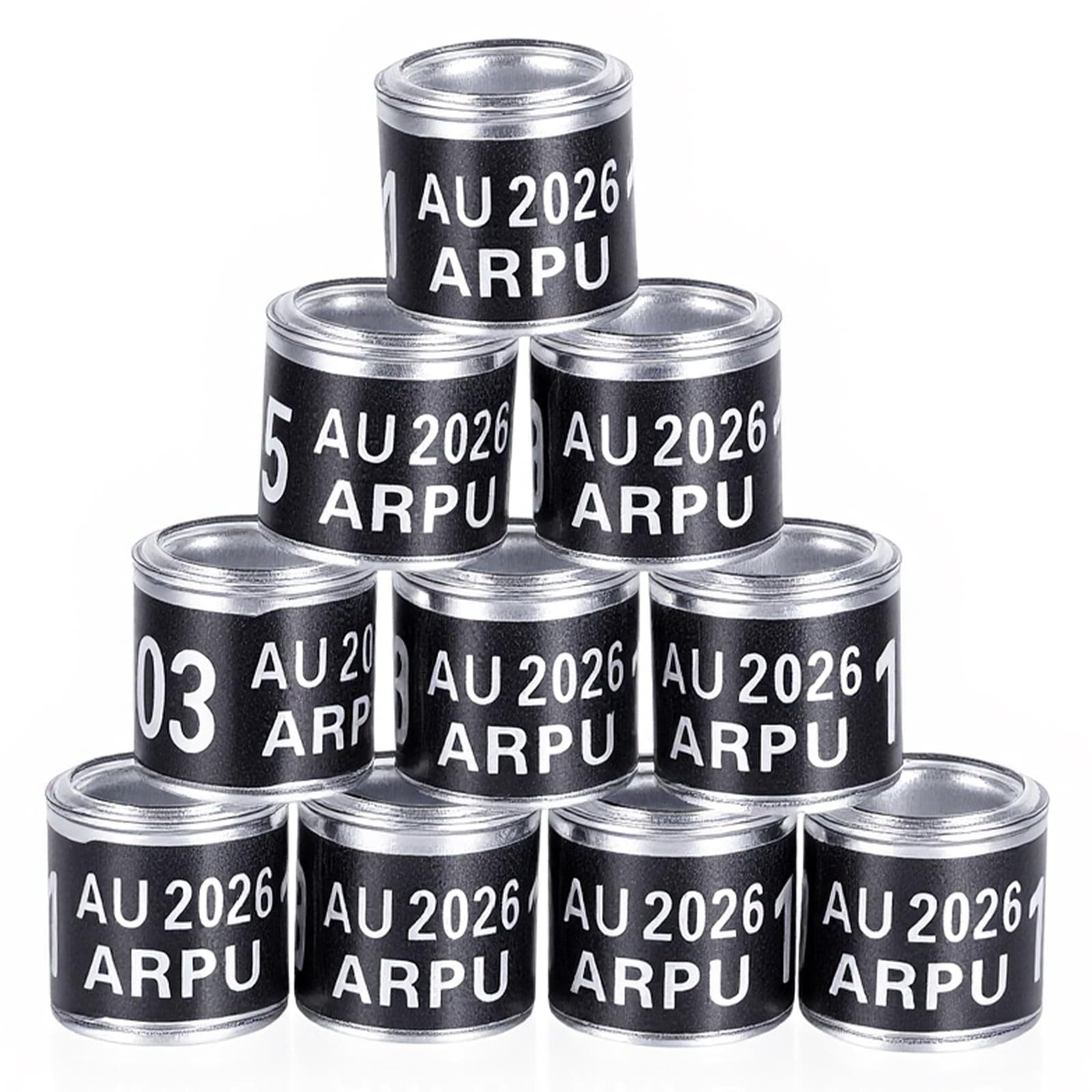 100Pcs Multicolor Aluminium Pigeon Leg Rings Dove Leg Rings Identify Bands Plastic with Training Identify Birds Foot Ring (Black)