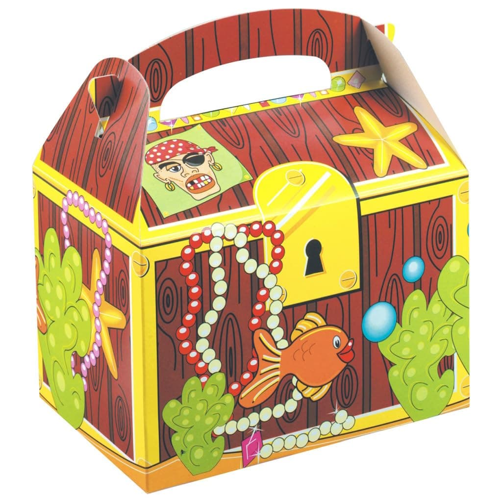 10 Childrens Kids Pirate Treasure Chest Carry Food Meal Picnic Birthday Party Bag Boxes