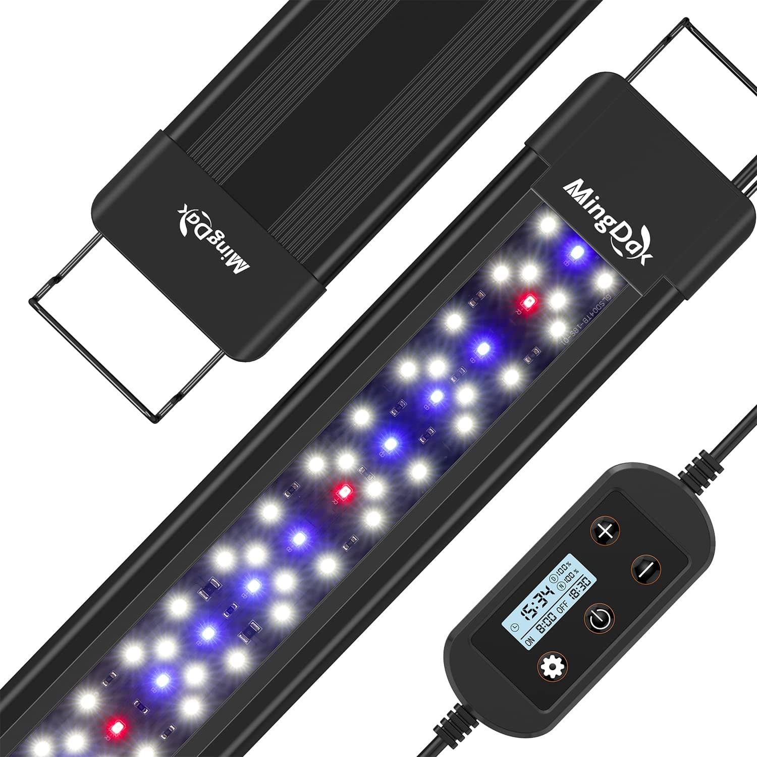 MingDak LED Aquarium Fish Tank Light Fixture,Full Spectrum Lighting for Freshwater Planted Aquariums,Slim & Thin Aluminum Housing,Extendable Brackets Fit 18" to 24" Fish Tank Model MDGLSD01B-18S