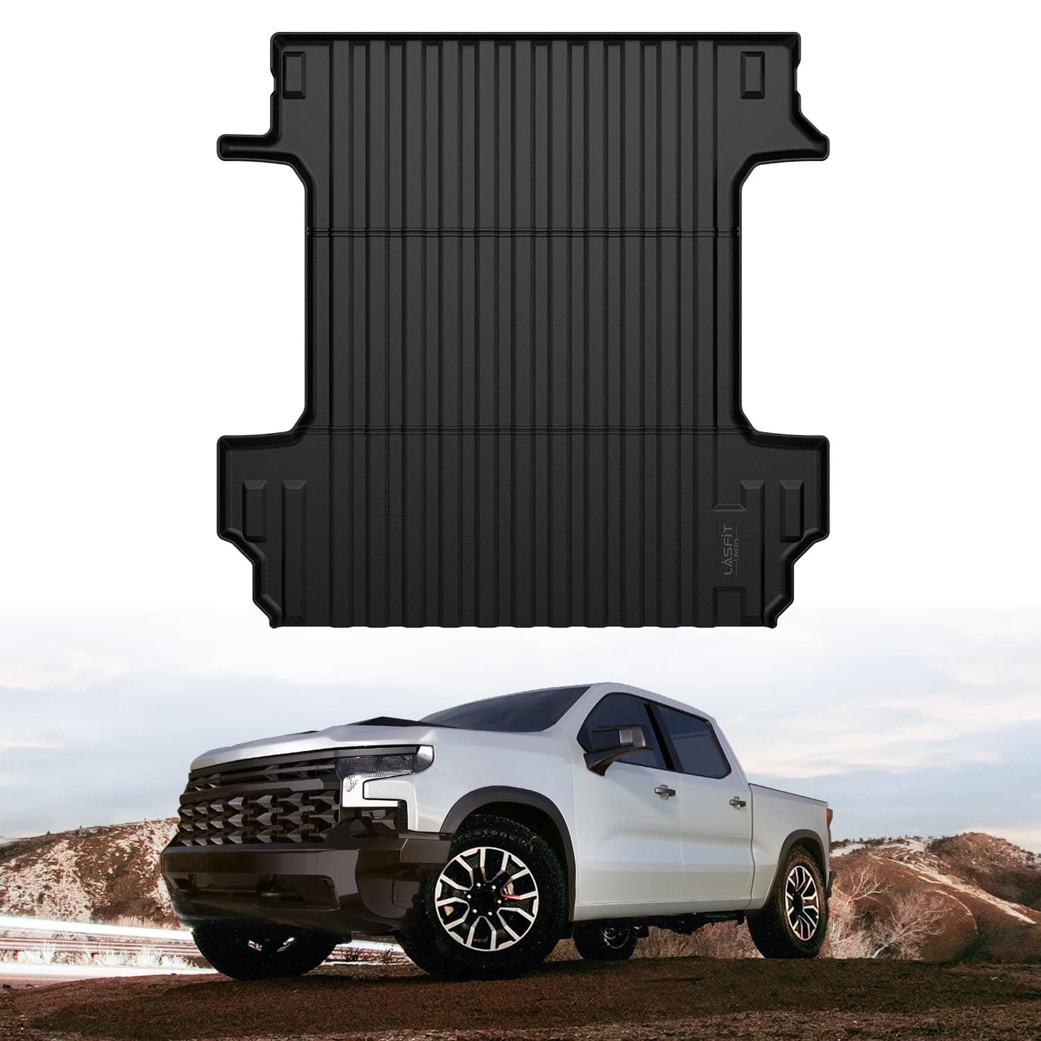 LASFIT Truck Bed Mat 2019-2025 for Chevrolet Chevy Silverado 1500 | GMC Sierra 1500 (Only Fit 5.8FT Bed), Bed Liner for Chevy Silverado GMC Sierra 1500, Not Fit Optional CarbonPro Bed