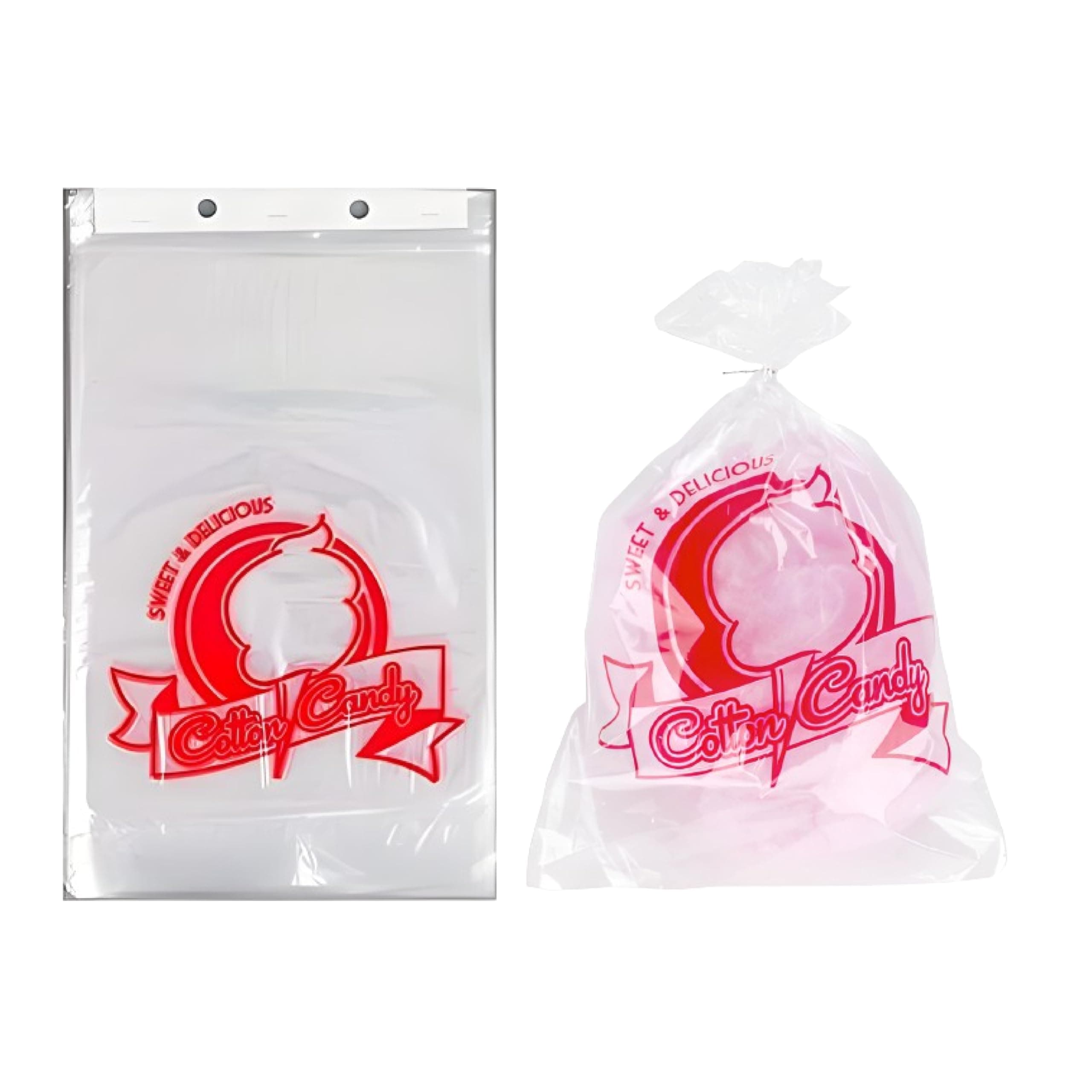 Concession Essentials Cotton Candy Bags-300CT Cotton Candy Bags with Twist Ties, 0.5" Height, 18" Width, 12" Length (Pack of 300)