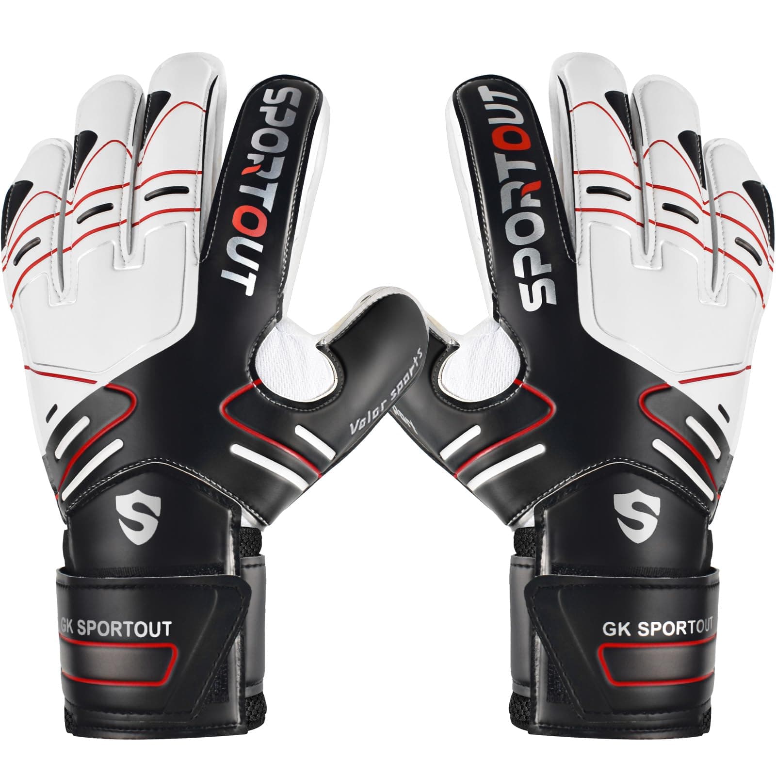 Sportout Youth&Adult Goalie Goalkeeper Gloves,Strong Grip for The Toughest Saves, with Finger Protect & 4+3MM Latex to Give Splendid Protection to Prevent Injuries,4 Colors