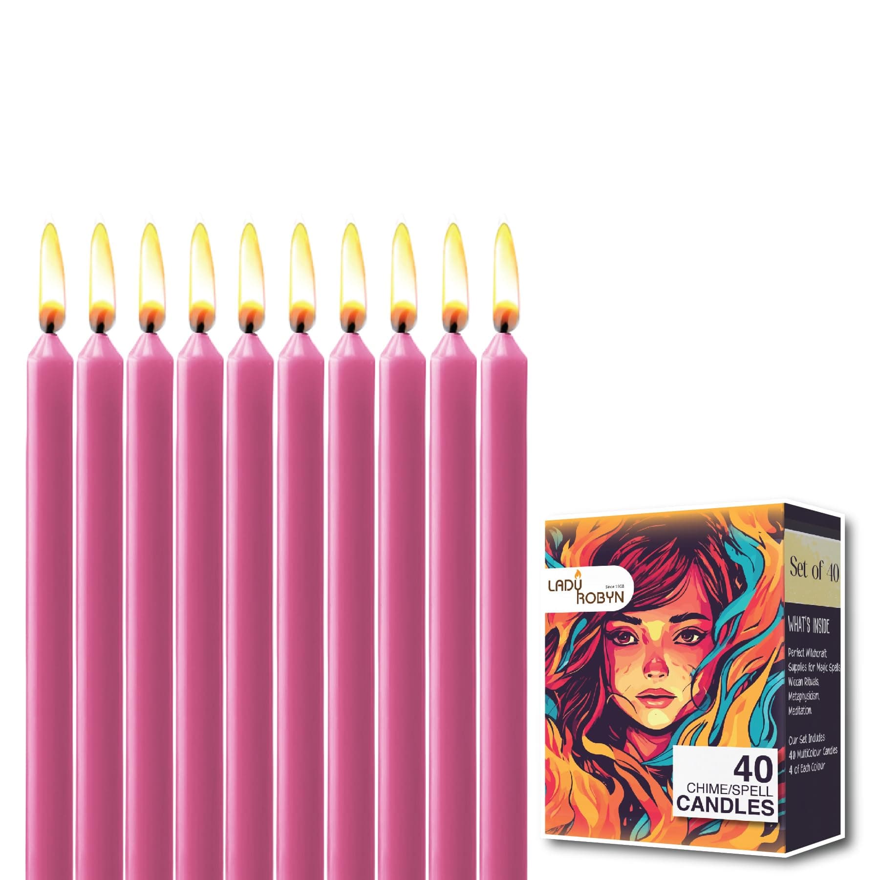 Magic Pink Candles | Remove Negativity | Ritual Candles, Healing Candles, Chime Candles, Chakra Candles | Unscented Wax Candles Spell Candles Ritual Spells - Set of 40