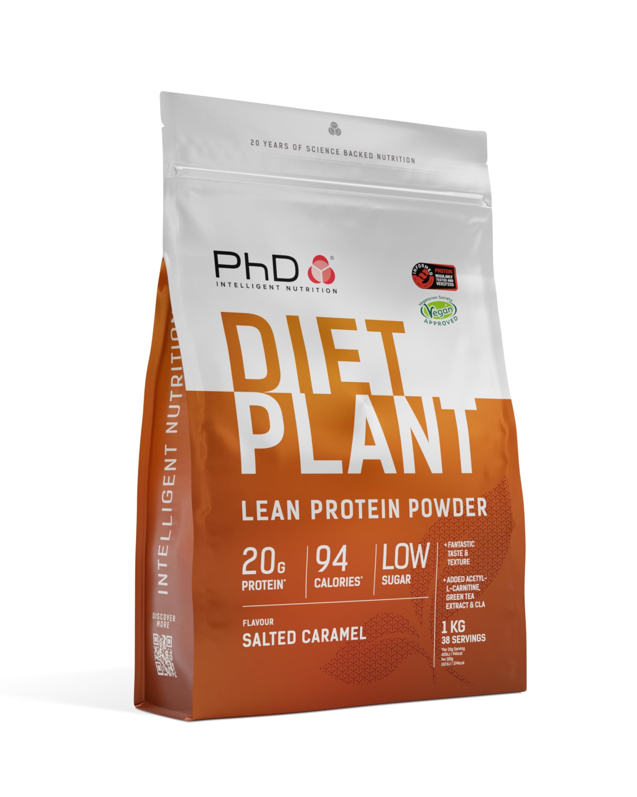 Nutrition Diet Plant, Vegan Protein Powder Plant Based, Salted Caramel, 20g of Plant Protein, 40 Servings Per 1 Kg Bag [Packaging May Vary]
