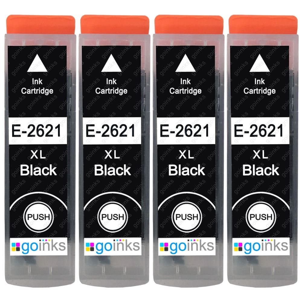 Go Inks 4 Black Ink Cartridges to replace Epson T2621 (26XL) Compatible/non-OEM for Epson Expression Premium Printers