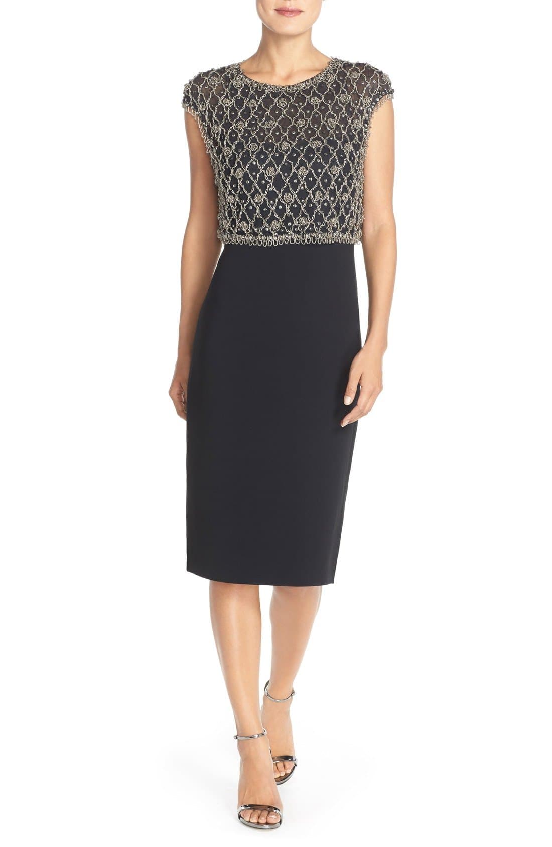 Pamella, Pamella Roland Women's Cap Sleeve Stretch Crepe Dress 10 Black