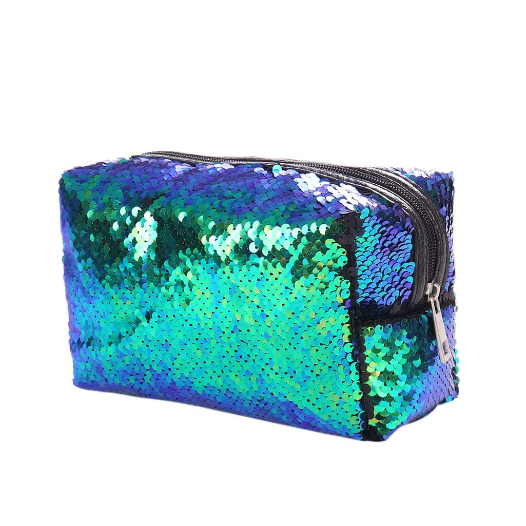 Sequins Makeup Bag Reversible Cosmetic Bag Glitter Reversible Mermaid Sequin Toiletry Travel Pouch