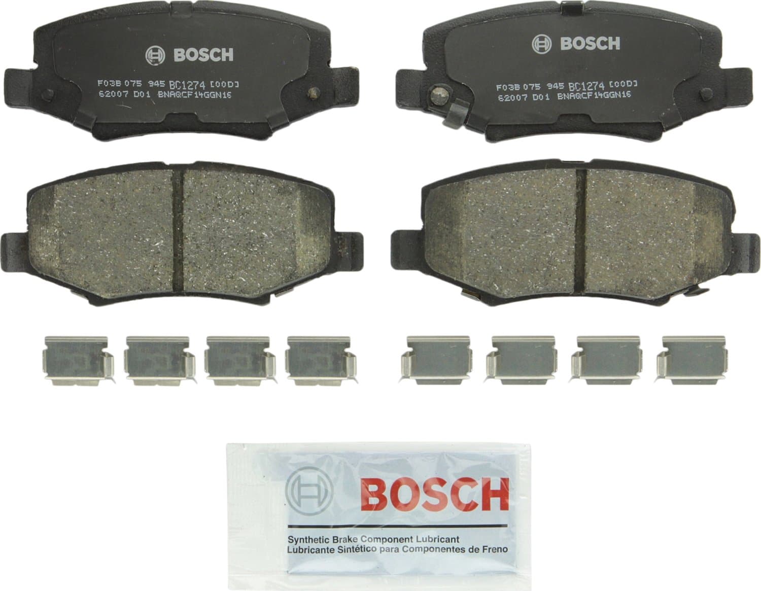 BOSCH BC1274 QuietCast Premium Ceramic Disc Brake Pad Set - Compatible with Select Dodge Nitro; Jeep Liberty, Wrangler, Wrangler JK; REAR