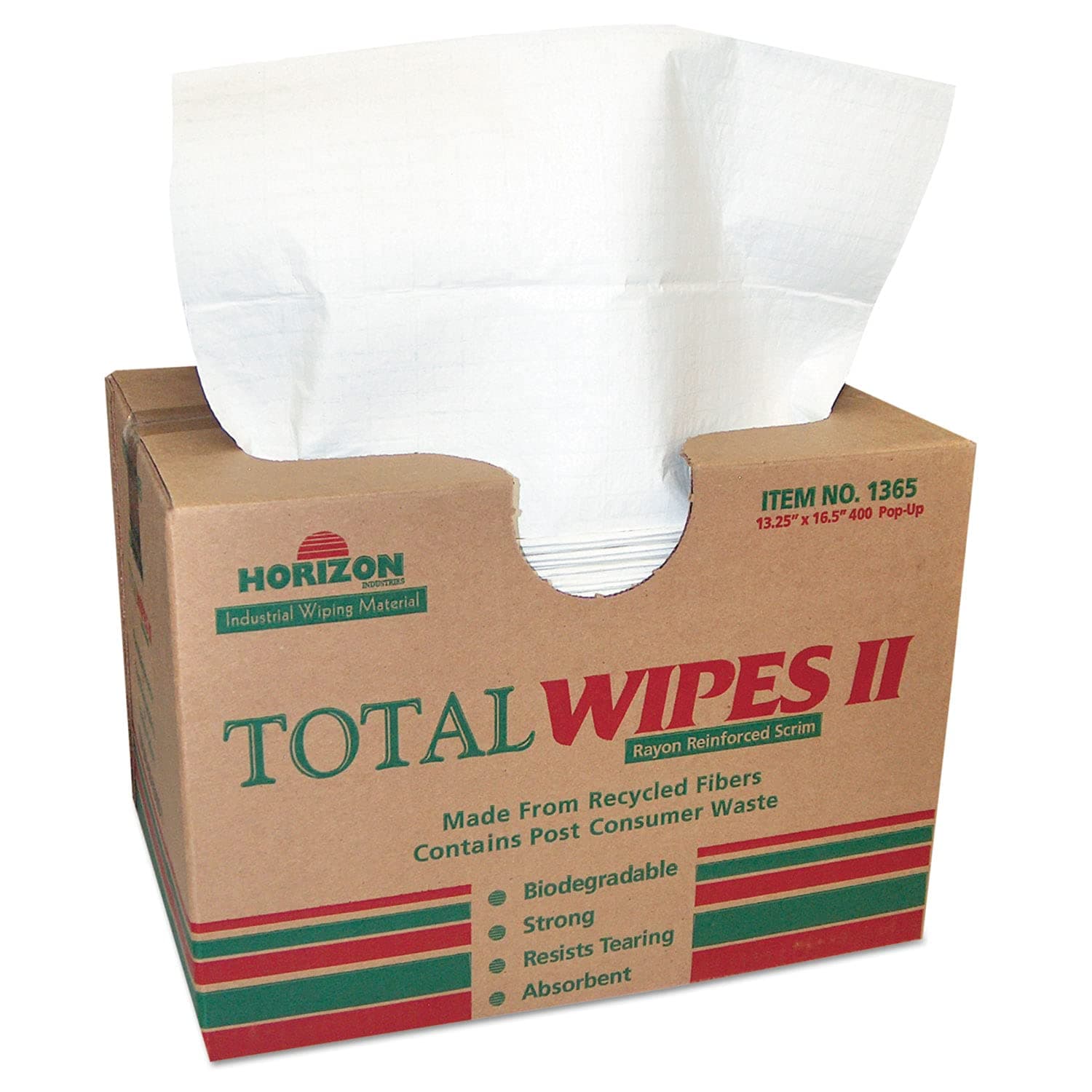 "Total Wipes II Cleaning Towel - 4 Ply Medium-Duty - 13-1/4"" x 16-1/2""", White (1365)
