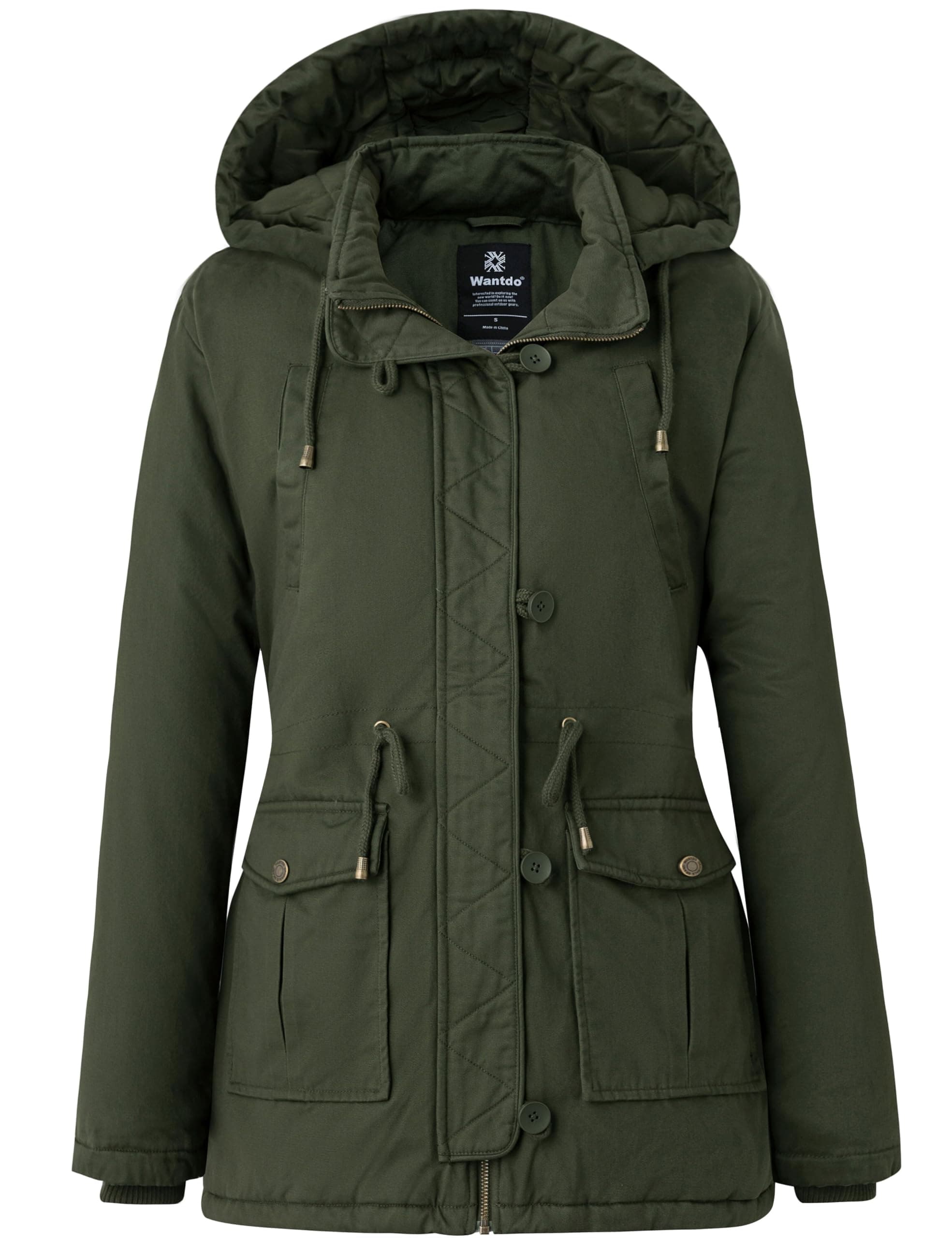 wantdo Women's Winter Thicken Puffer Coat Warm Fleece Lined Parka Jacket with Fur Hood