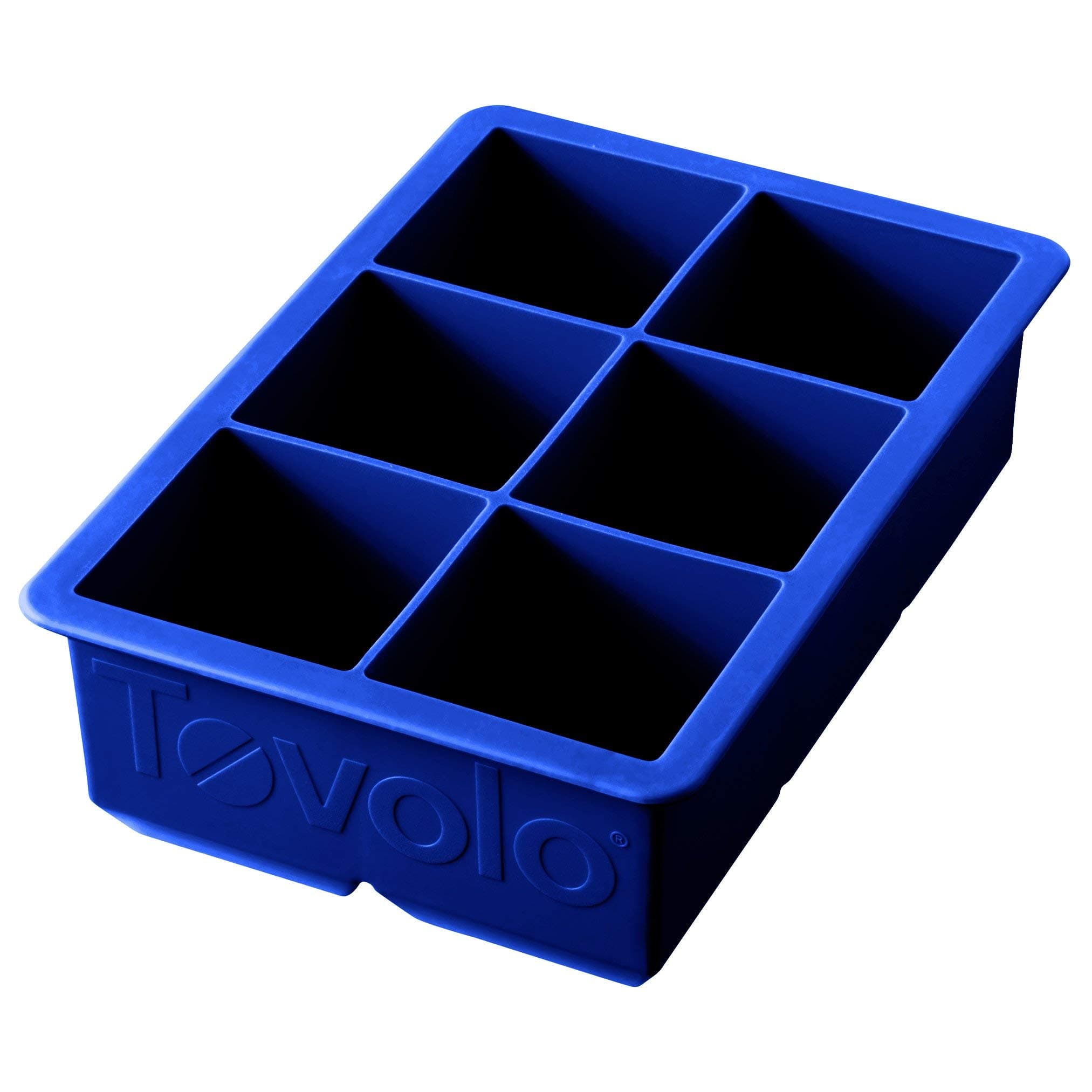 King Cube Ice Mold Tray, Long Lasting Sturdy Silicone, Fade-Resistant, 2 Inch Cubes, Stratus Blue