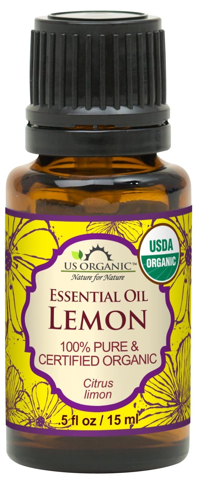US Organic 100% Pure Lemon Essential Oil - USDA Certified Organic, Cold Pressed - W/Euro droppers (More Size Variations Available) (15 ml)