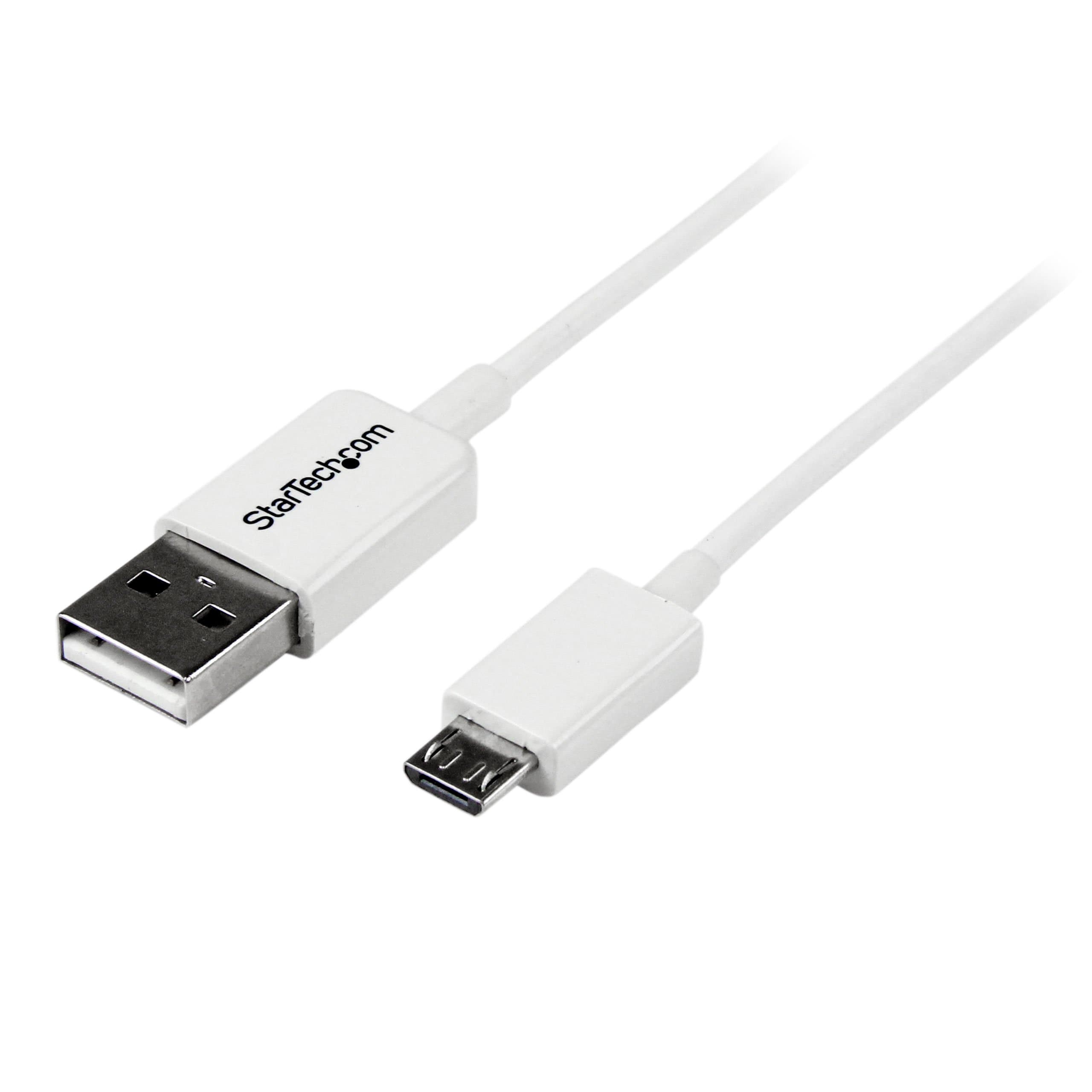 StarTech.com 2m White Micro USB Cable Cord - A to Micro B (USBPAUB2MW)