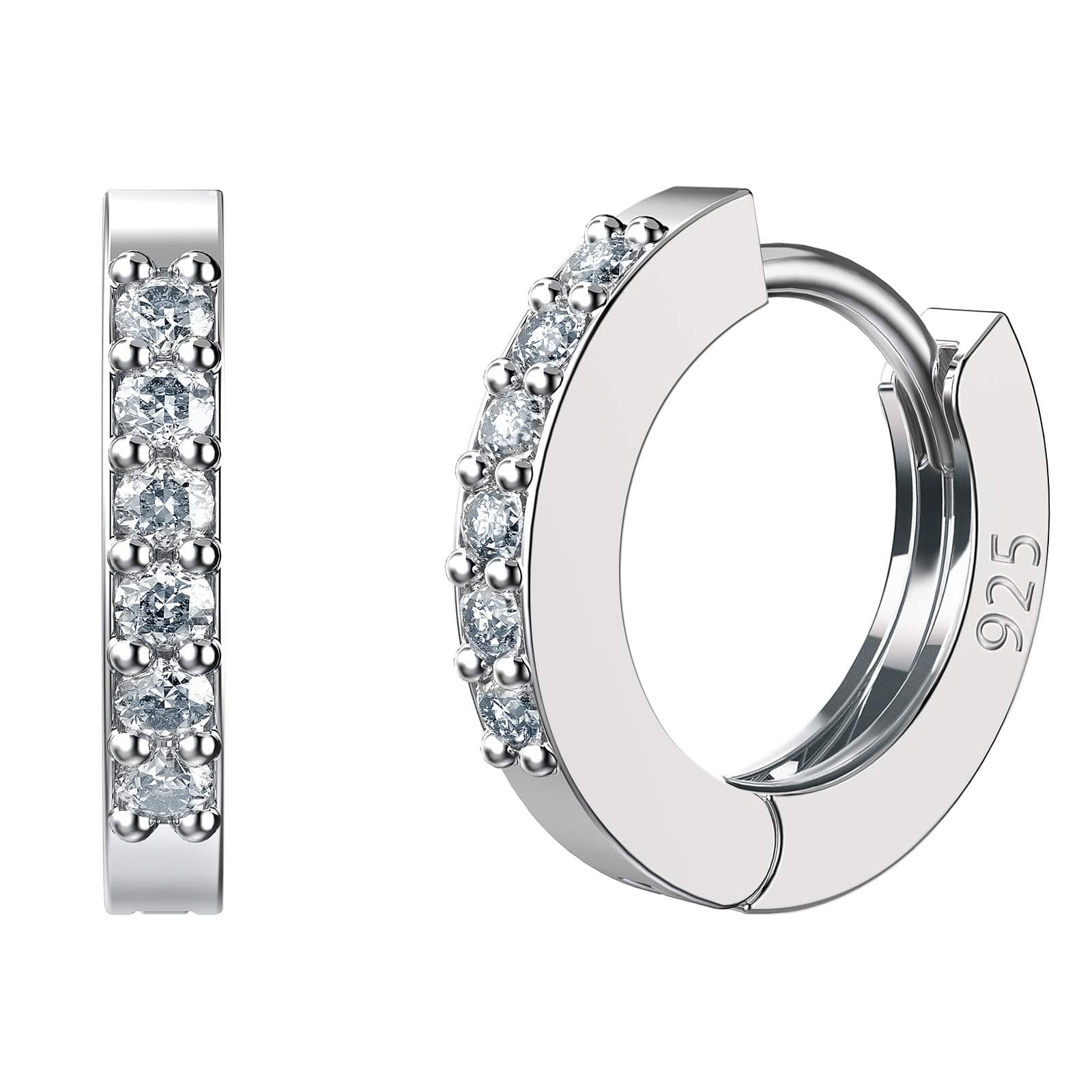 SWEETV 925 Sterling Silver Huggie Hoop Earrings for Women Girls-Tiny Small Cartilage Hoop Earring