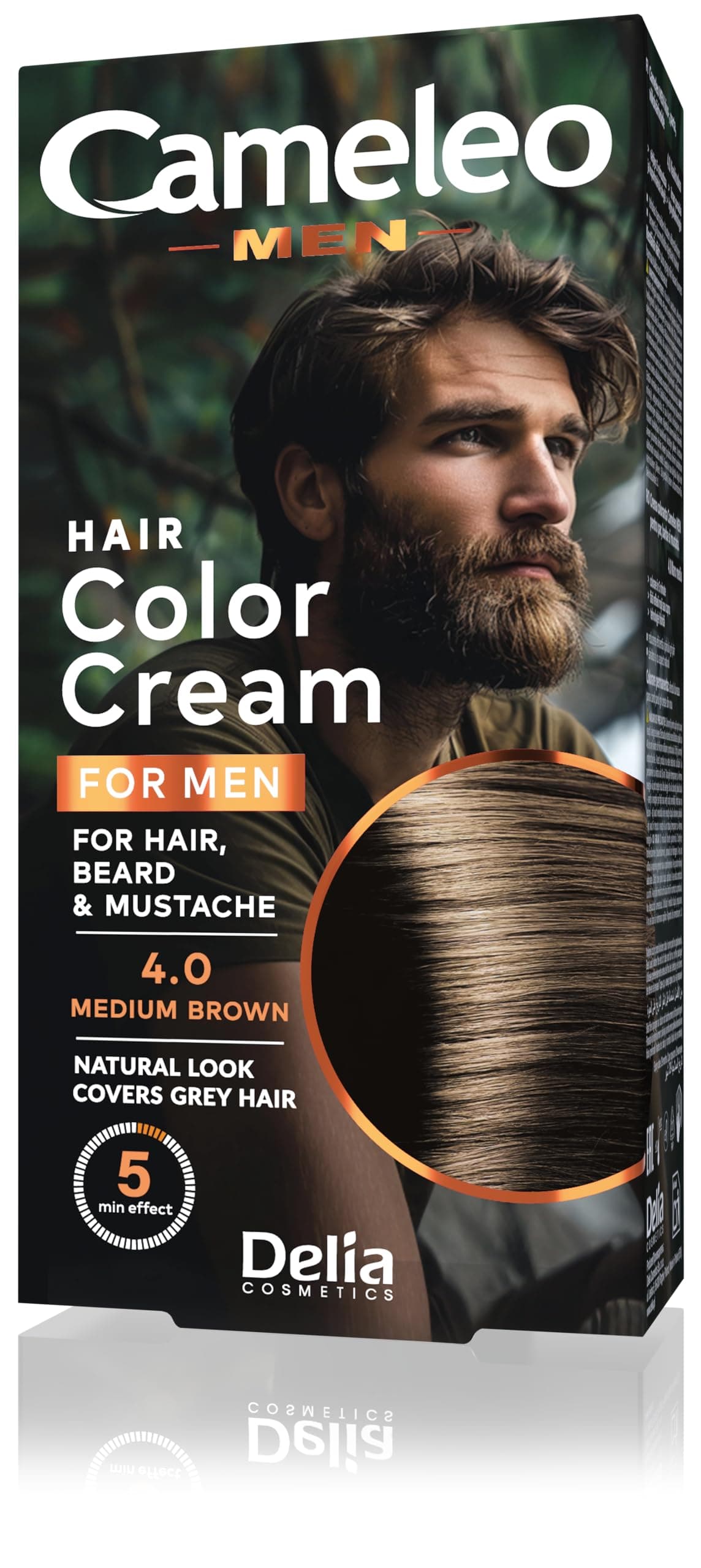 Cameleo Men - Permanent Hair Dye | Medium Brown Colour for Hair Beard & Moustache | Natural Colour Effect in 5 Minutes | Cover Grey Hair | Ammonia FREE | 30ml