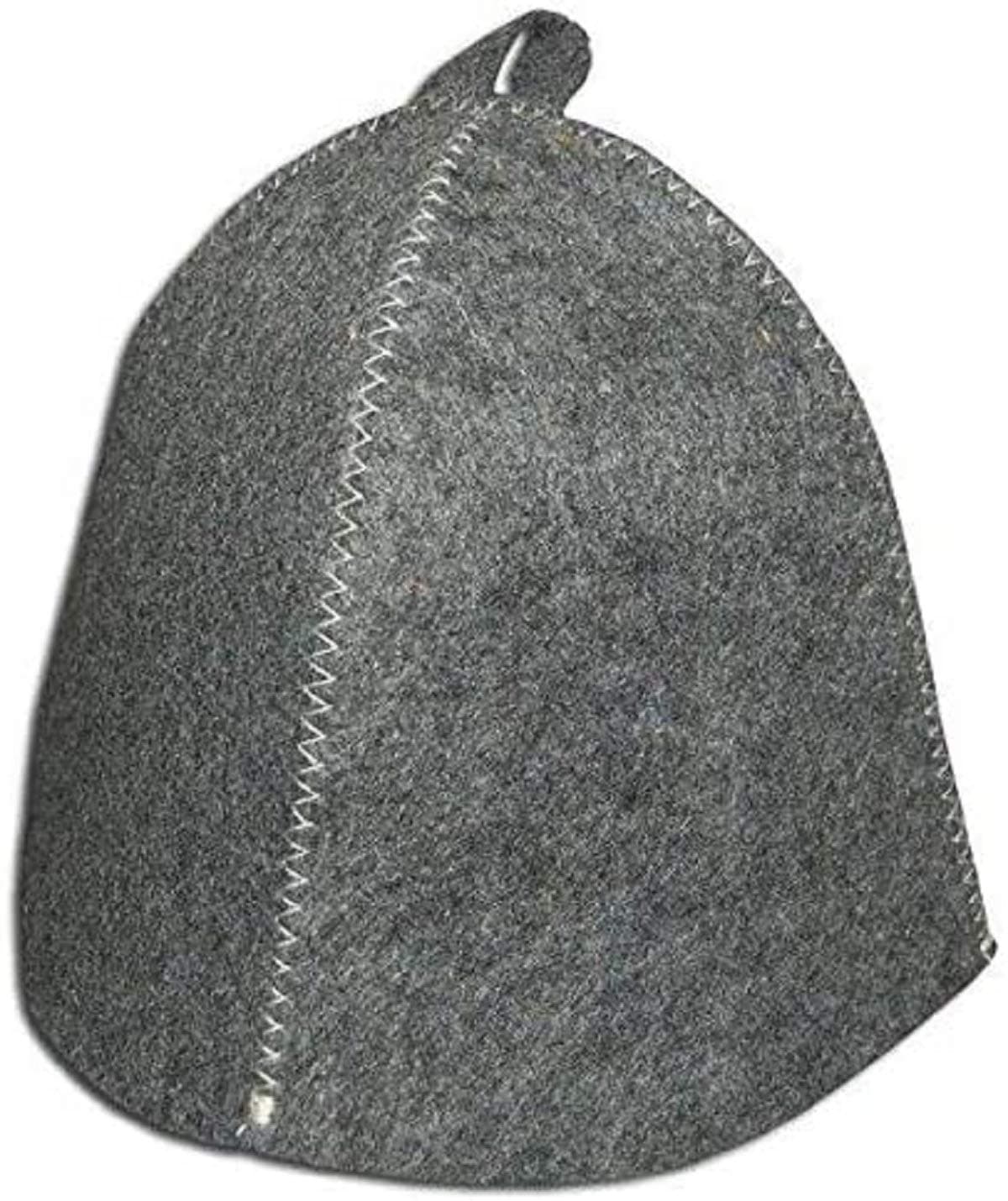 RussianBear ™ Gray Polished Wool Hat for Sauna Banya Bath House Head Protection Unisex