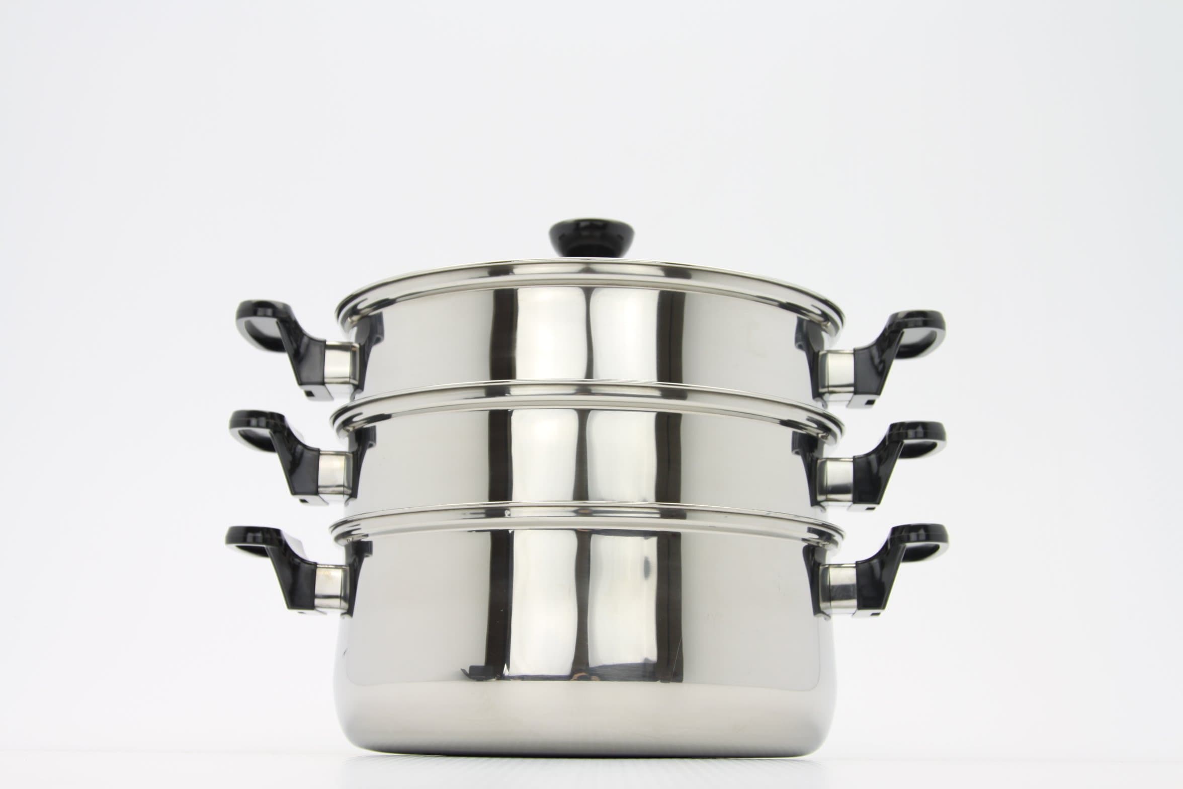 Stainless Steel 3-Tier Steamer pot Chinese, Rice cooker, Double Boilder, stack and steam soup pot and steamer (11 inches (26cm Diameter))