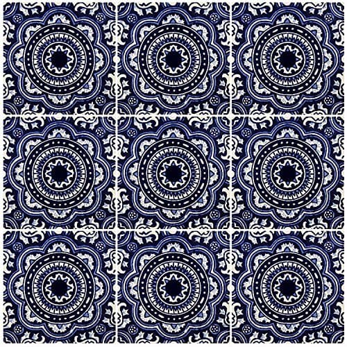 Mexican Talavera Ceramic 9 pieces 4x4 Rosario Azul Pattern