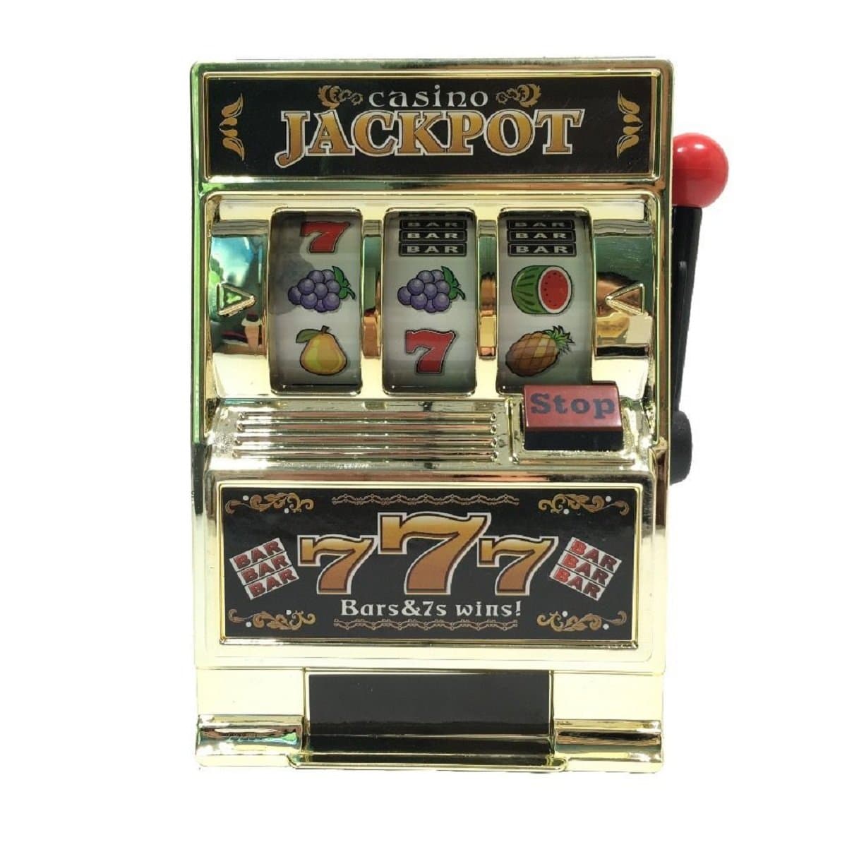 Emob Vintage Jackpot Golden Casino Slot Machine Money Box Bank Toy for Kids (Multicolor)