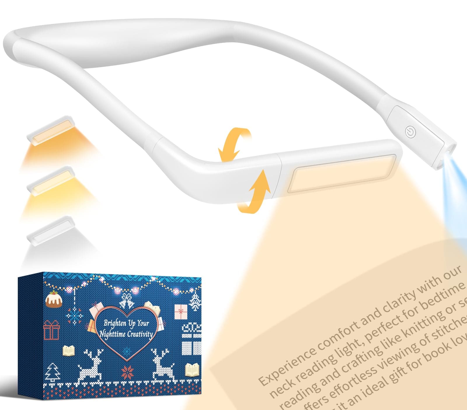 Neck Light Book Lovers Gifts: Crochet Accessories Knitting Gifts for Mom Valentines Day Gifts for Men Women Husband Wife Teens Readers White Elephant Gift Exchange Sewing Supplies Reading Light