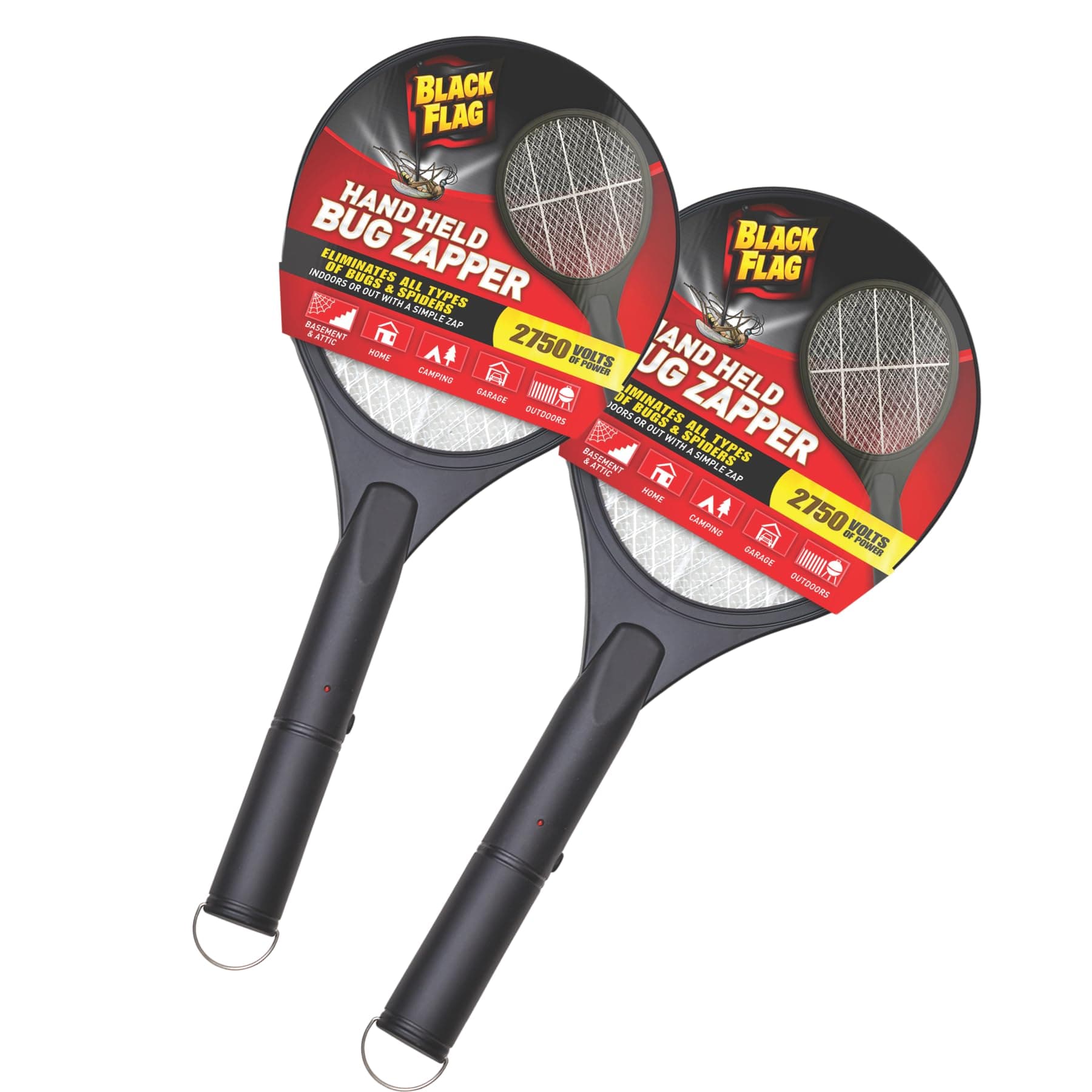 Black Flag 2-Pack Electric Bug Zapper Rackets – Mosquito & Fly Swatter, Battery Operated (Black)