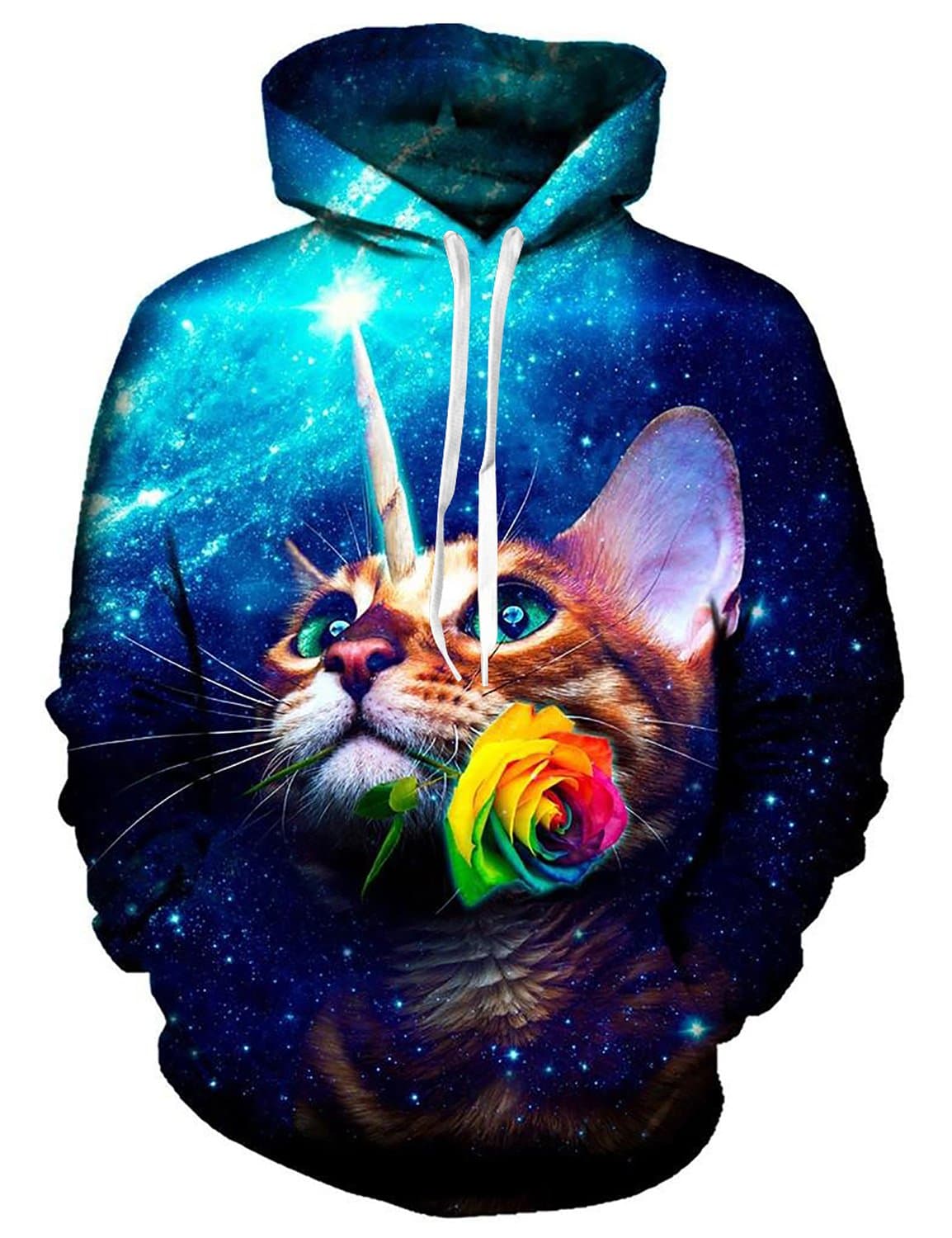 Idgreatim Teen 3D Cat Galaxy Pullover Hoodie Sweatshirt Cool Outwear Coat Large