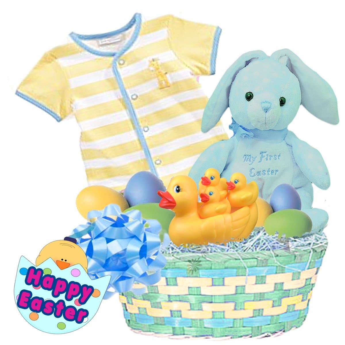 Lil Bunnies "Baby's First Easter" Baby Boy's Easter Basket, Blue, Size: 3-6 months