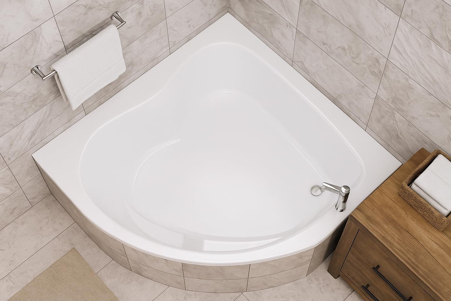 Carver Tubs - SKC5555 - Soaking Acrylic Corner Bathtub - 55"L x 55"W x 18.5"H - Two Person White Triangle Heart Tub