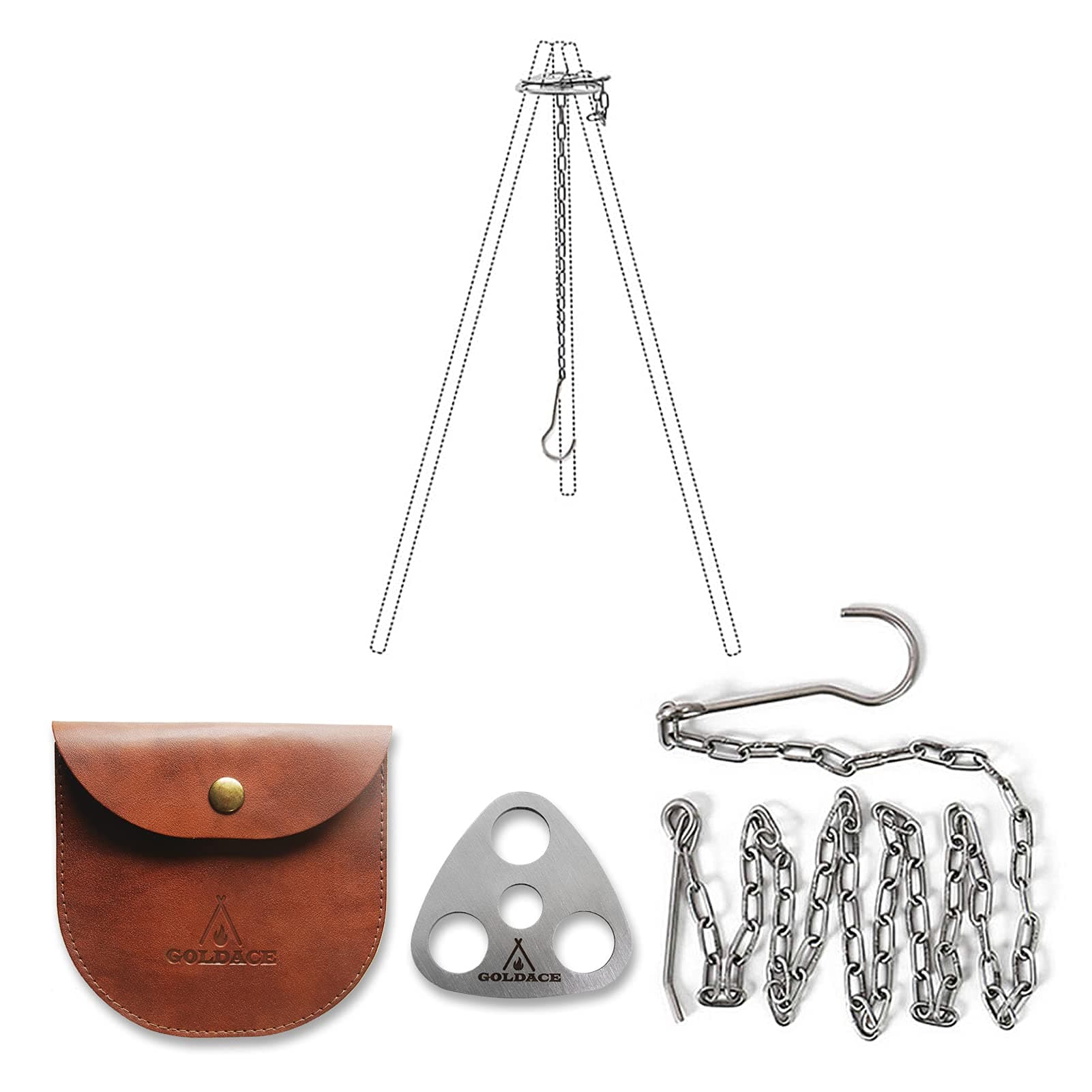 Stainless Steel Camping Gear and Equipment - Campfire Cooking Accessories Set - Radiate Portable Round Cookware - Dutch Oven Camping Cookware - Outdoor Camp Tripod Cooking, Silver
