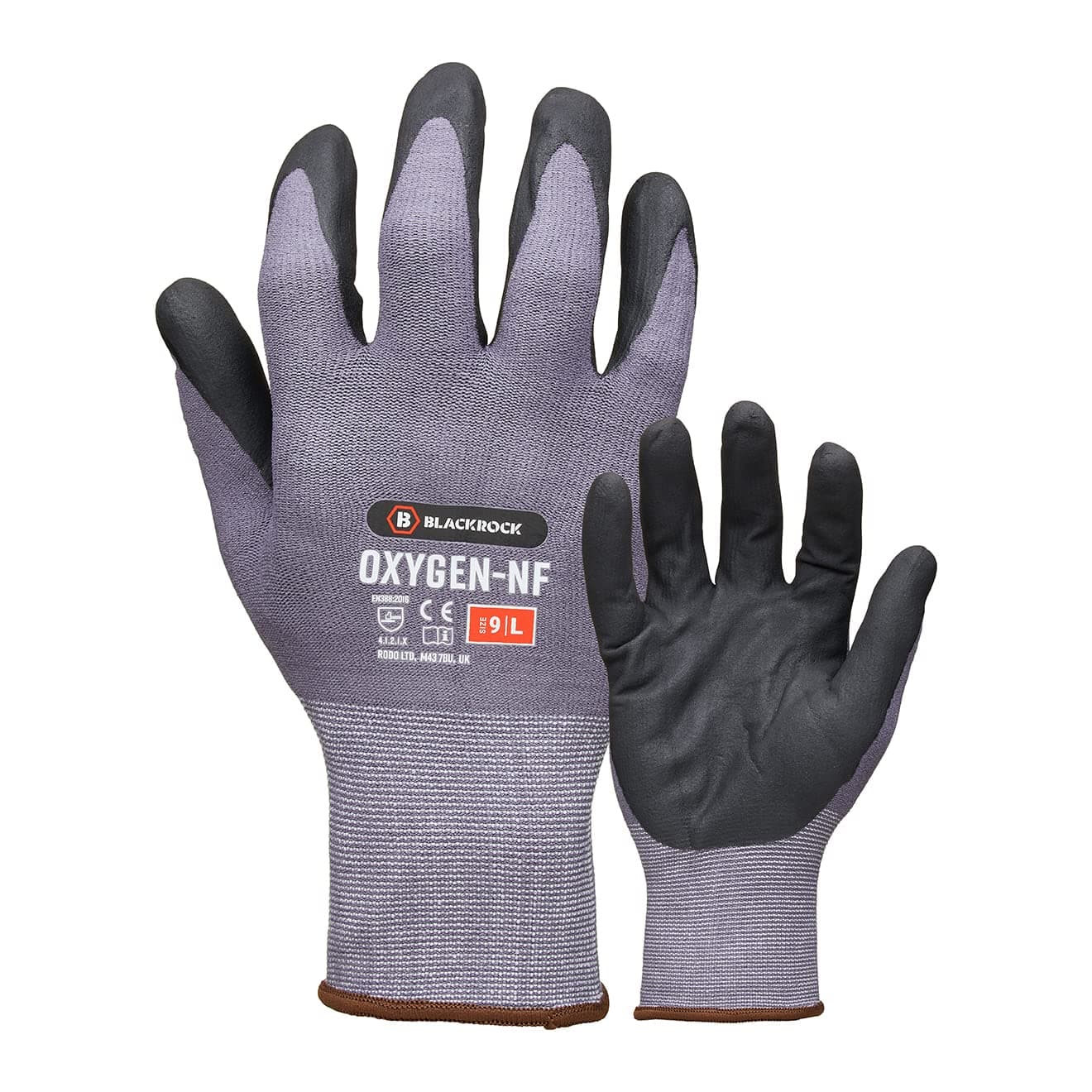 Oxygen Safety Work Grip Gloves, Nitrile Engineering Gripper Gloves for Work, Optimal Oil Handling, for Men and Women, Construction, Warehouse, Size 8/Medium