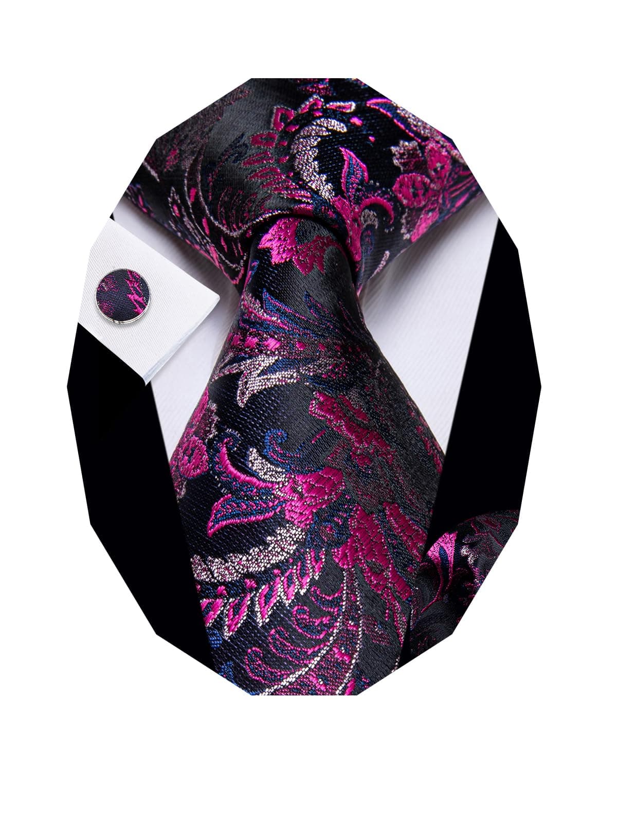 Paisley Striped Mens Tie Sets Necktie Handkerchief Cufflinks Set Silk Woven Ties for Men Business Wedding Party