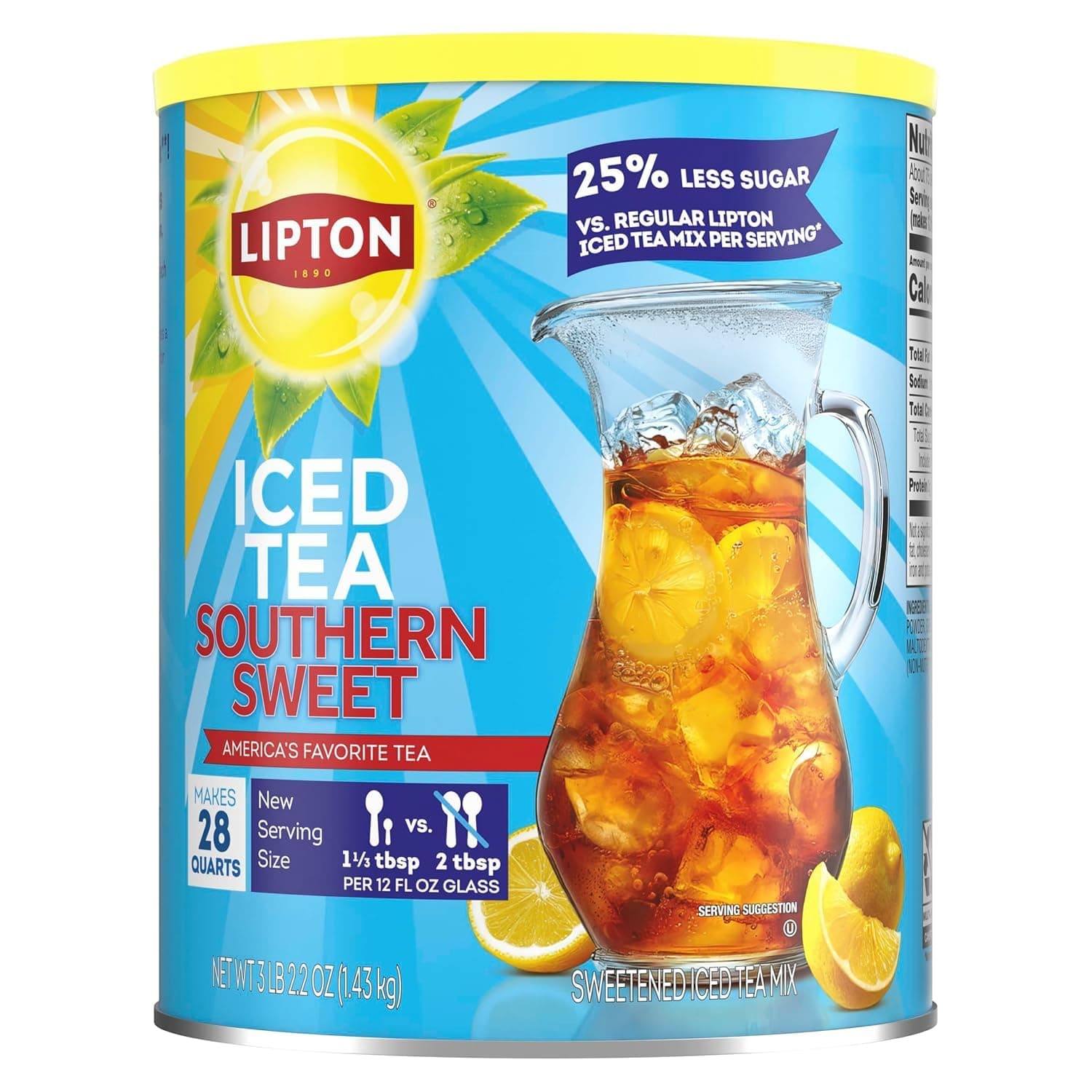 Iced Tea Mix, Reduced Sugar, Southernn Sweet Tea, Makes 28 Quarts, 2.2 Ounce(Pack of 1)