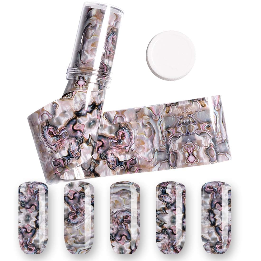 Nail Art Thermal Transfer Foil 4 * 120CM 3D 1 Roll Ocean Style Shell Abalone Pattern Nail Foils Gradient Marble Design Foils