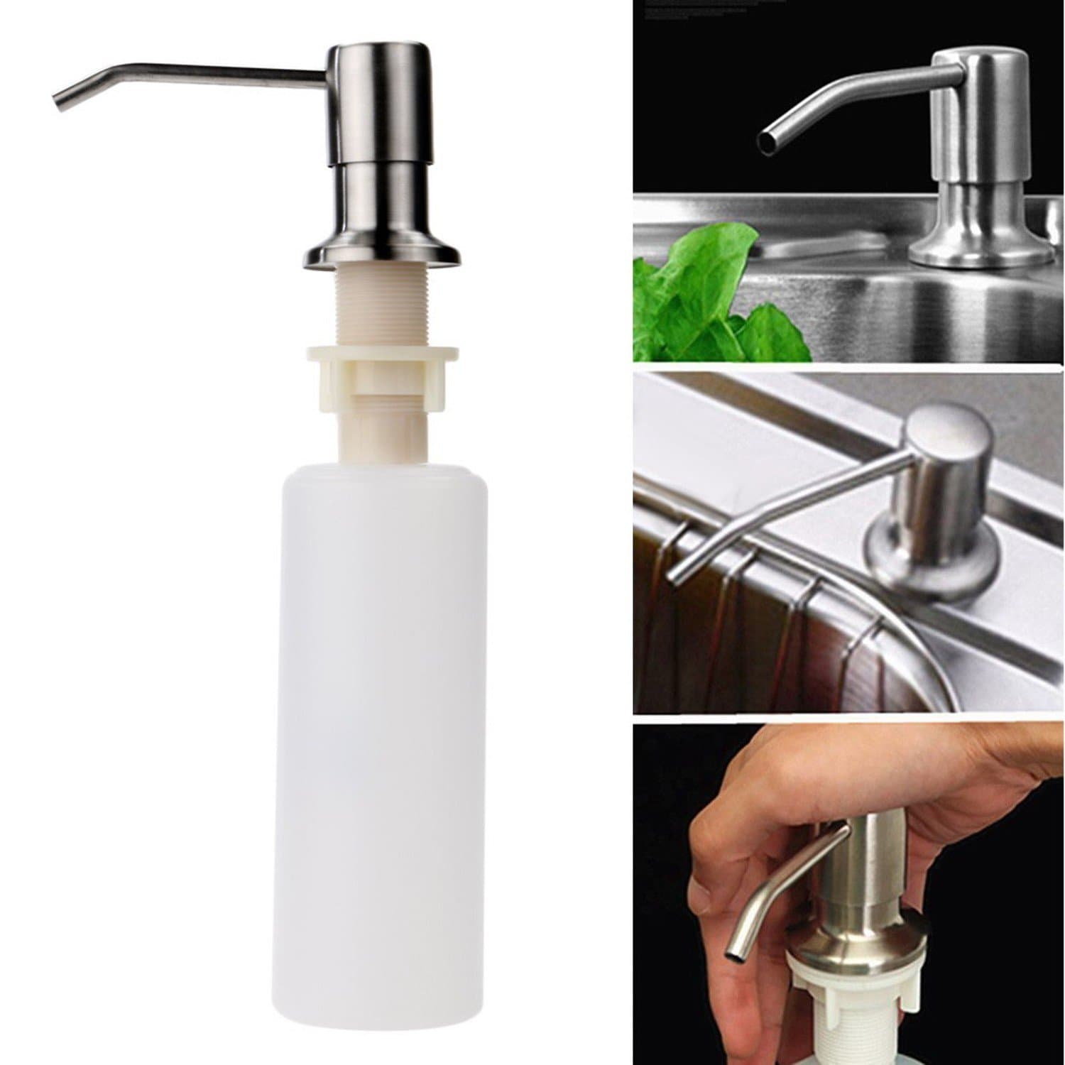 CCNN Home 1pcs Kitchen Sink Soap Dispenser - Stainless Steel Head + ABS Bottle Bathroom Lotion Liquid Soap Dispenser