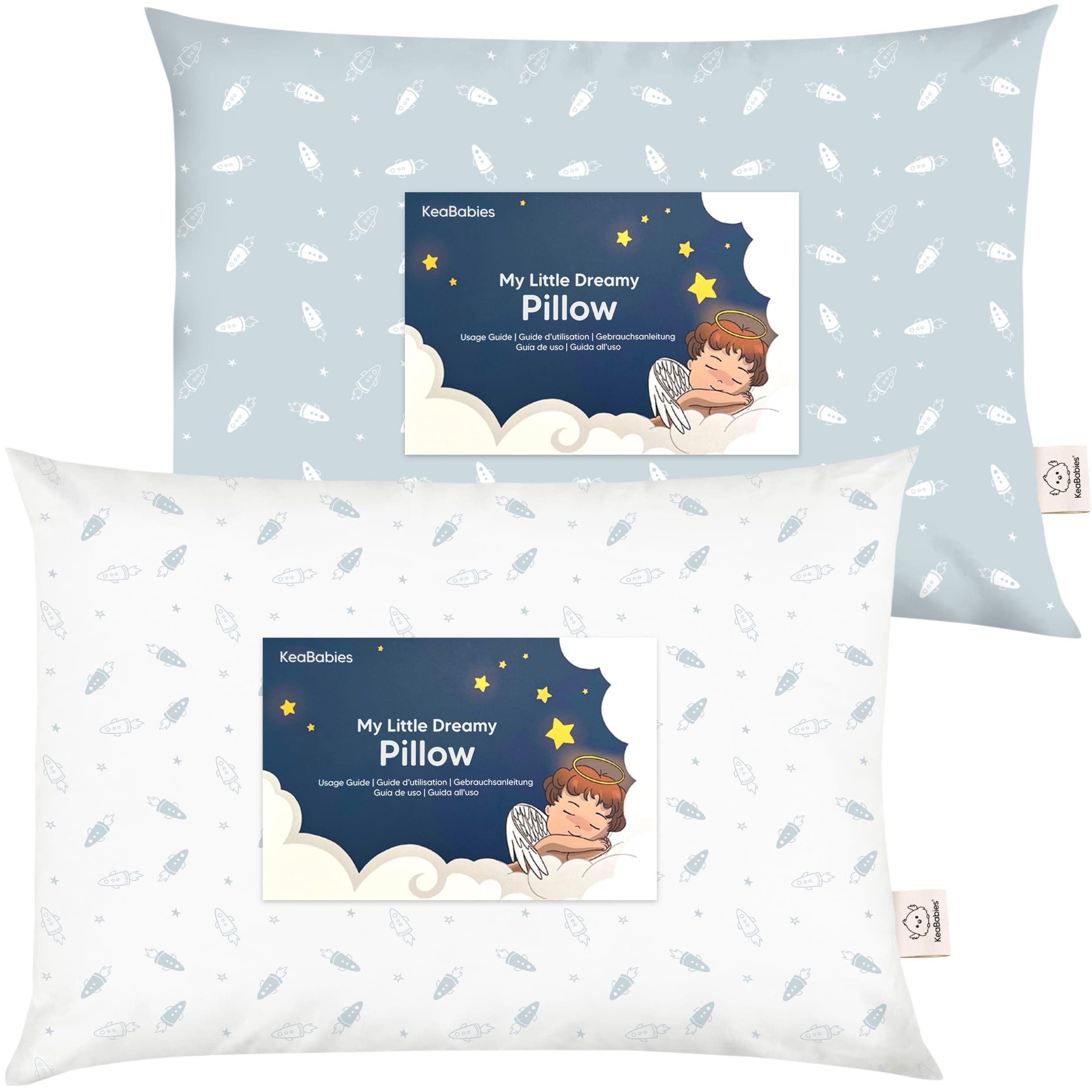 2-Pack Toddler Pillow - Soft Organic Cotton Toddler Pillows for Sleeping - 33x46 Small Pillow for Kids - Kids Pillows for Age 2 to 5 (Spacecrafts)