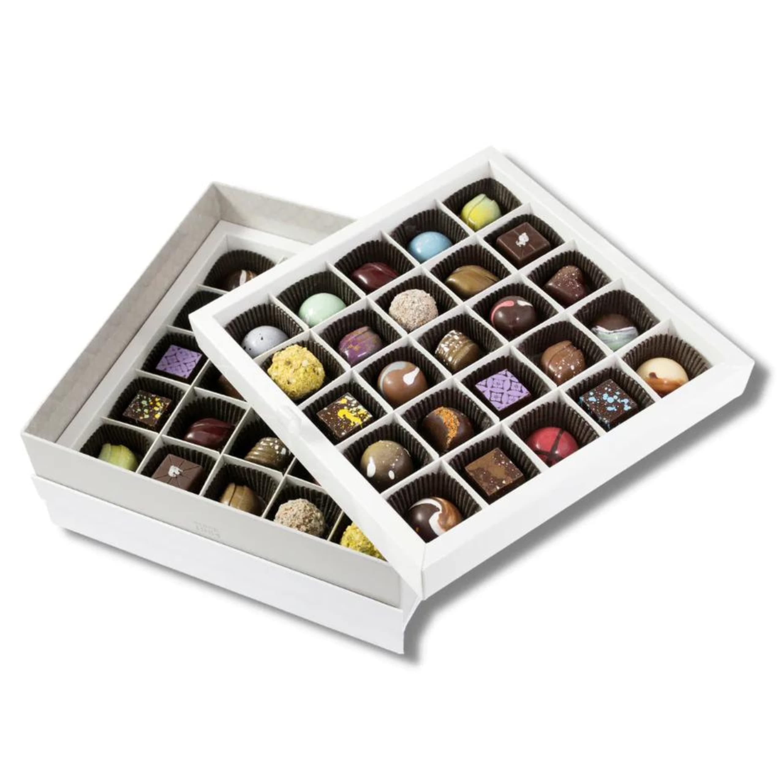 - Premium Chocolate Gift Box Beautifully Finished With Hand-Tied Silver Satin Ribbon | Gift Ready, Birthday Present, Corporate Gift | 50 Pieces