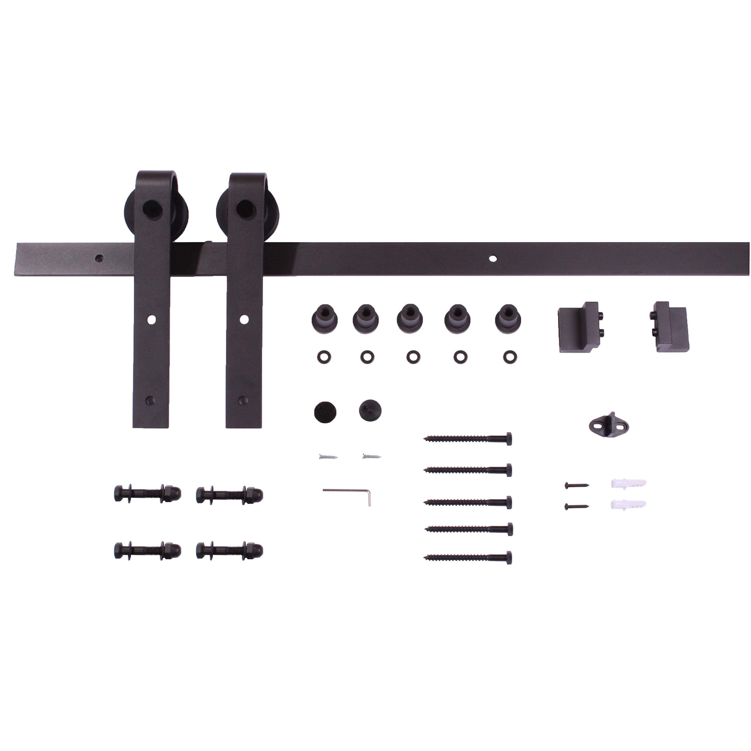 78.7" Original Antique Sliding Wood Barn Door Hardware Track, Premium Quality, Black, Extra Supply : Longer Bolts for Door Thickness 1-3/4" and Concrete Anchor Bolts