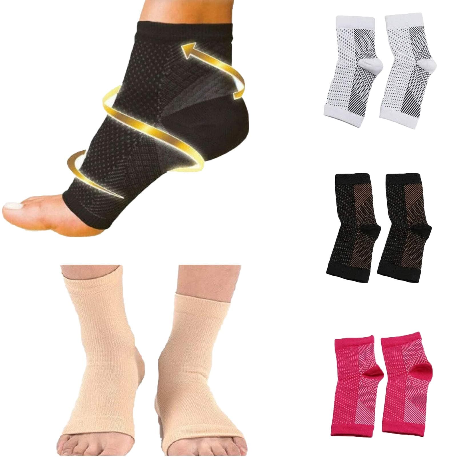 ZMMA Vita-Wear Copper Infused Magnetic Compression Foot Support Foot Care Compression Sleeve Eases Swelling & Heel Spurs Ankle Brace Support Relieve Pain Fast (4 colors,S/M)