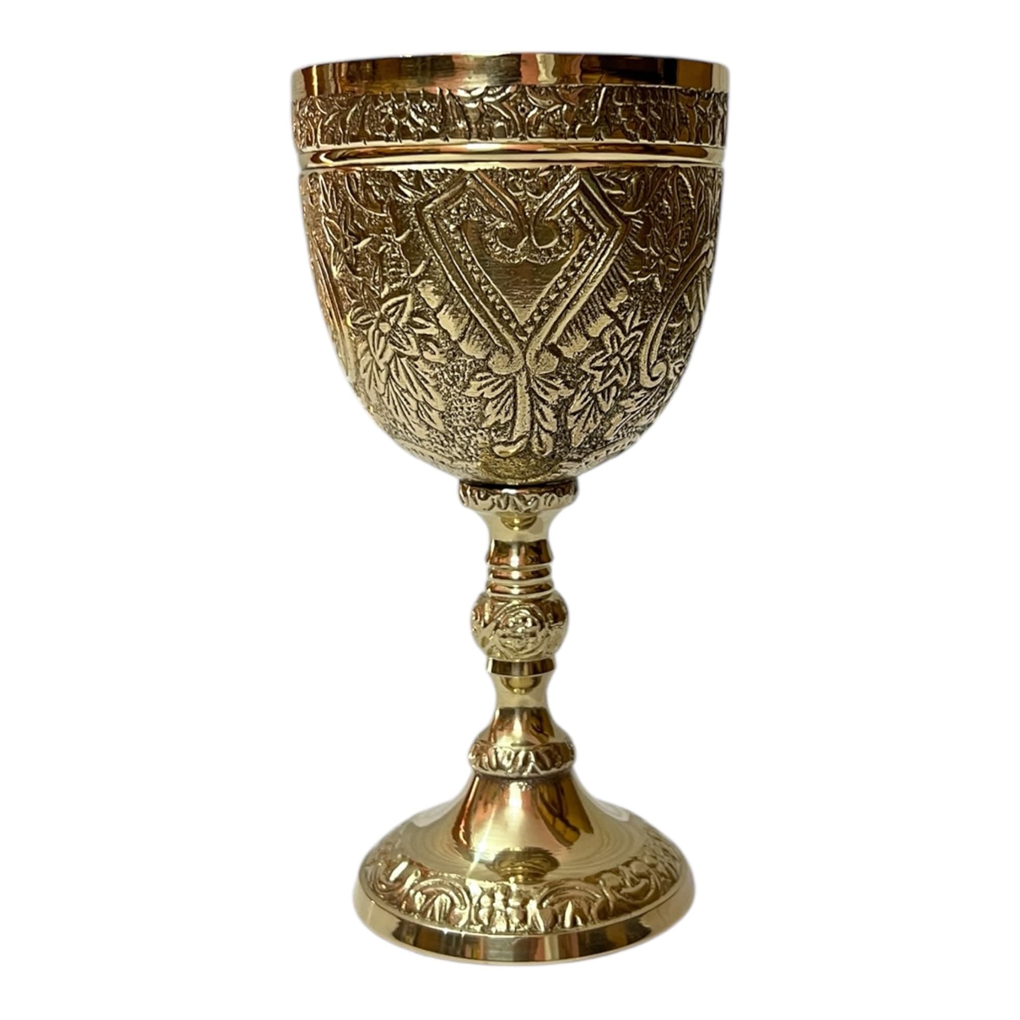 Handmade Royal King's Embossed Glass Vintage Chalice Goblet Cup (Pack of 1)