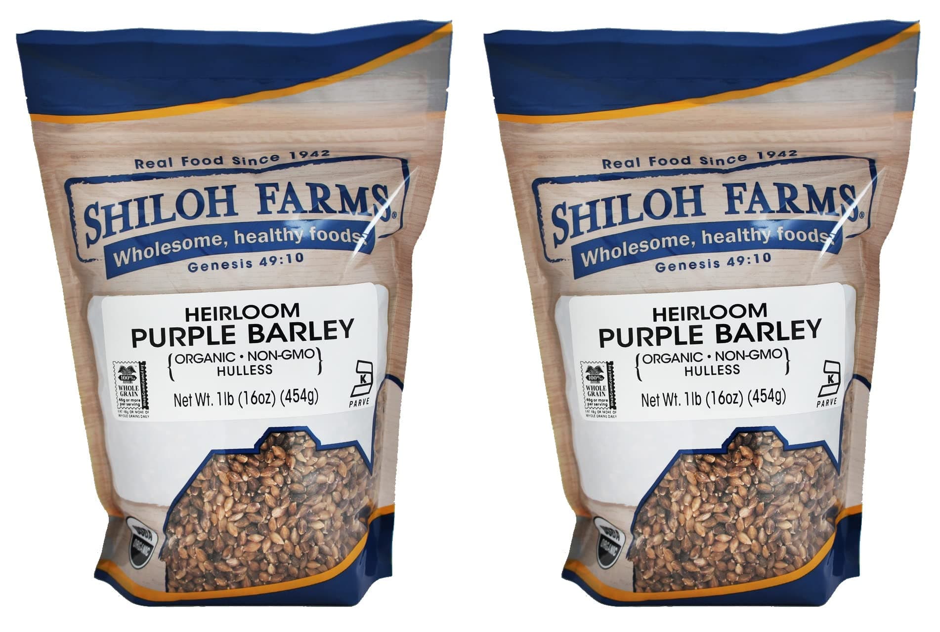 Heirloom Organic Hulless Purple Barley - Whole Grain - 16 Ounce Bag (Pack of 2) - ONE OF THE MOST NUTRITIOUS GRAINS ON EARTH!