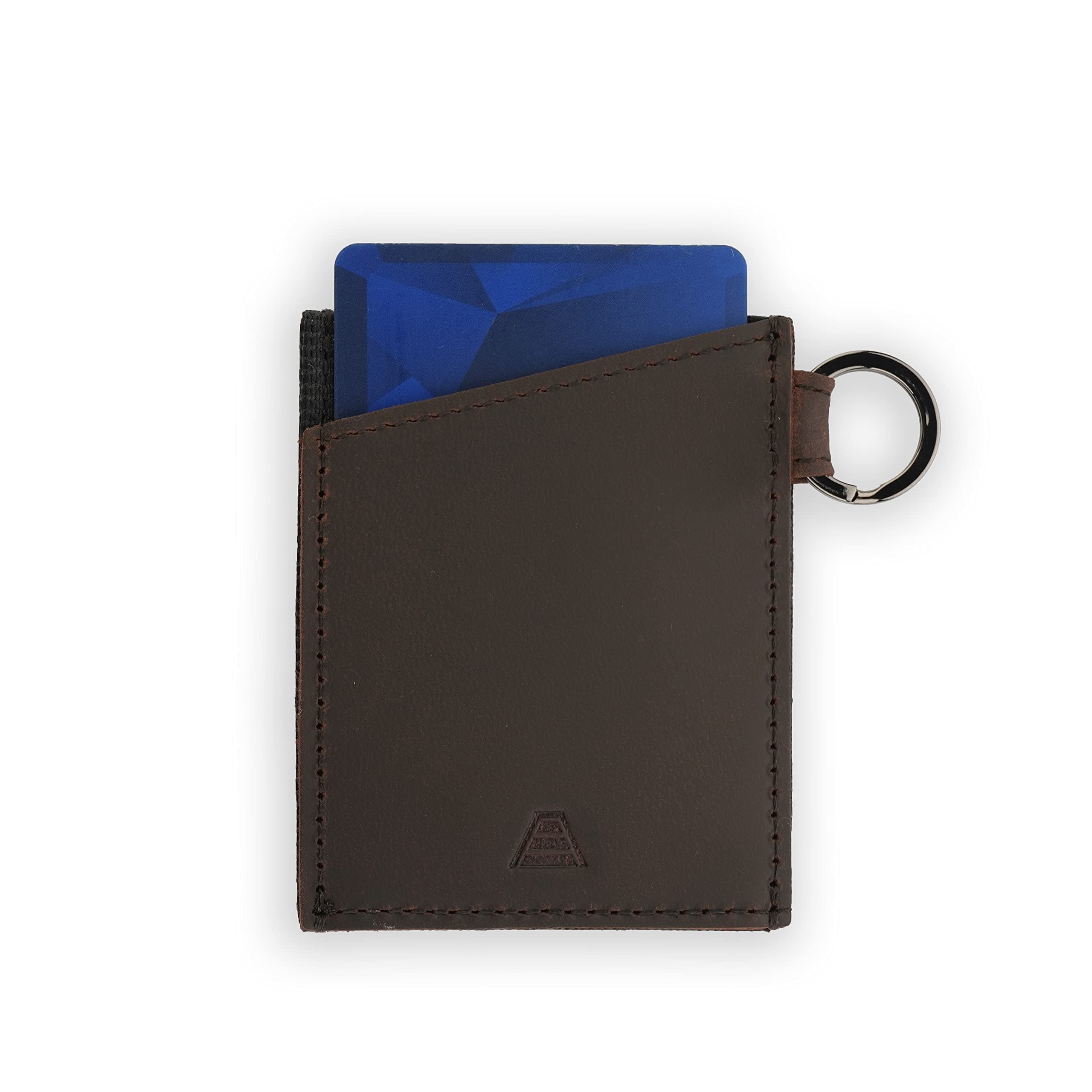 AndarMinimalist Slim Wallet Made of Premium Leather and Elastic with Keychain - The Leo
