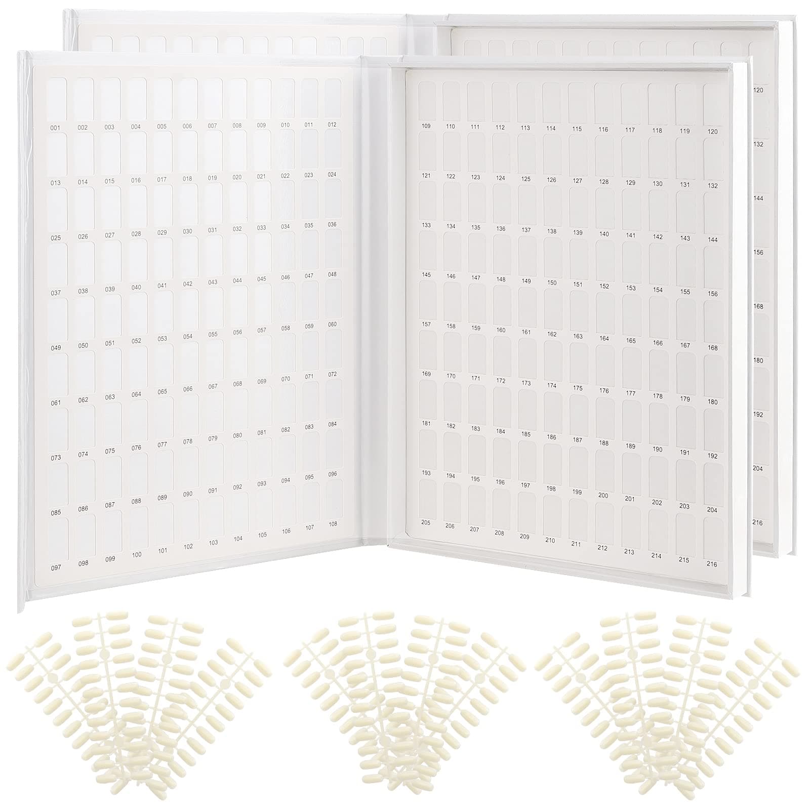 PINGEUI 2 Pack 216 Colors Nail Display Book, Nail Gel Polish Display Chart with 480 Nail Tips, Nail Polish Sample Display Book for Nail Salon and Nail Painting Practice