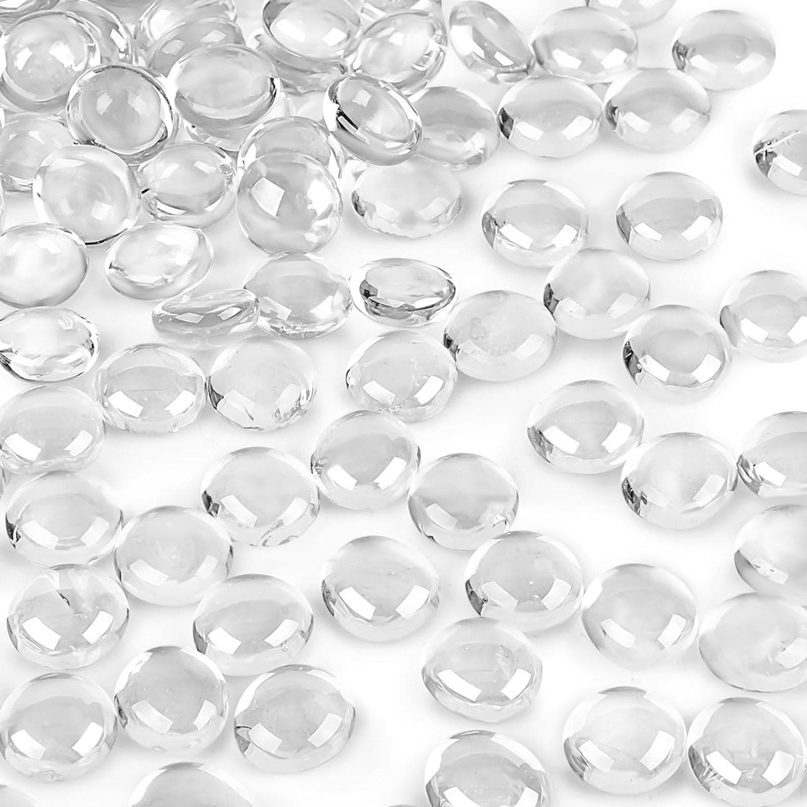 DomeStar 2LB Clear Flat Glass Marbles, Clear Glass Beads Decorative Gem Pebbles Vase Fillers for Centerpieces Table Scatter Home Decor