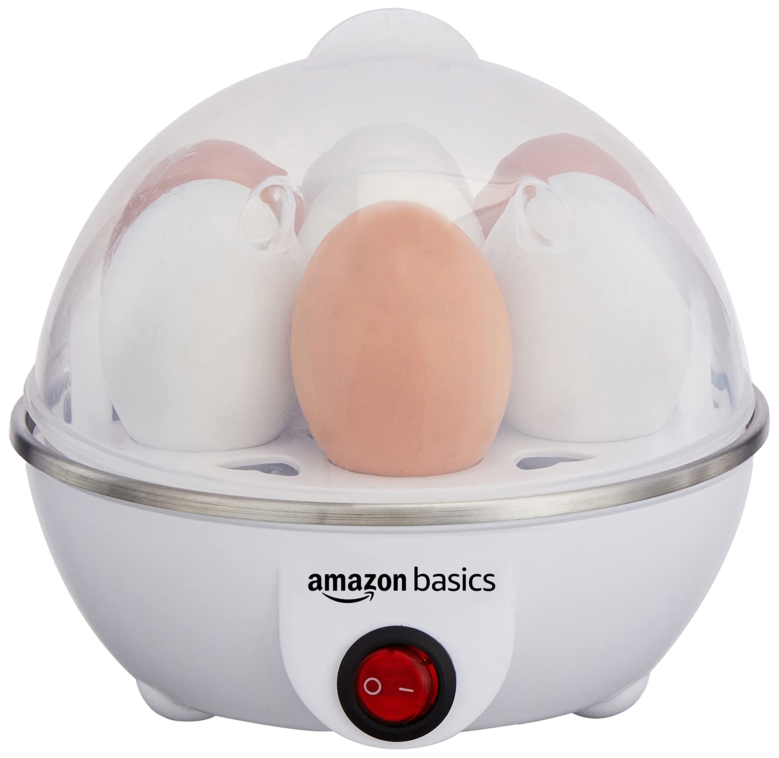 - amazon basics Electric Egg Boiler | 350 Watt | Boils Upto 7 Eggs | Automatic Operation, 3 Boiling Modes | Overheat Protection | Stainless Steel Heating Plate, Measuring Cup | 75ml | Plastic | White