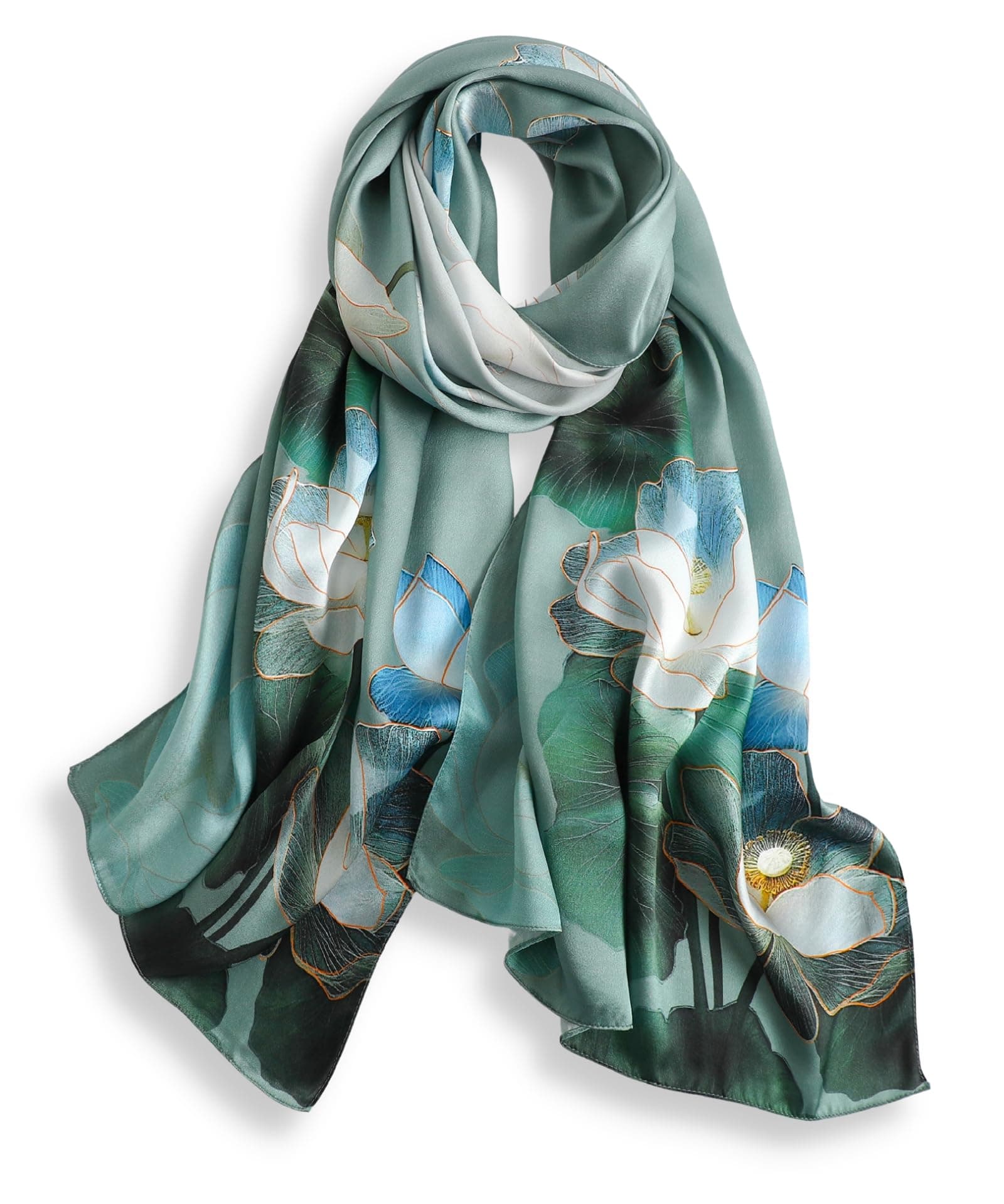 100% Mulberry Silk Long Scarf Wrap - Women's Large Oblong Sunscreen Shawl with Gift Packaging