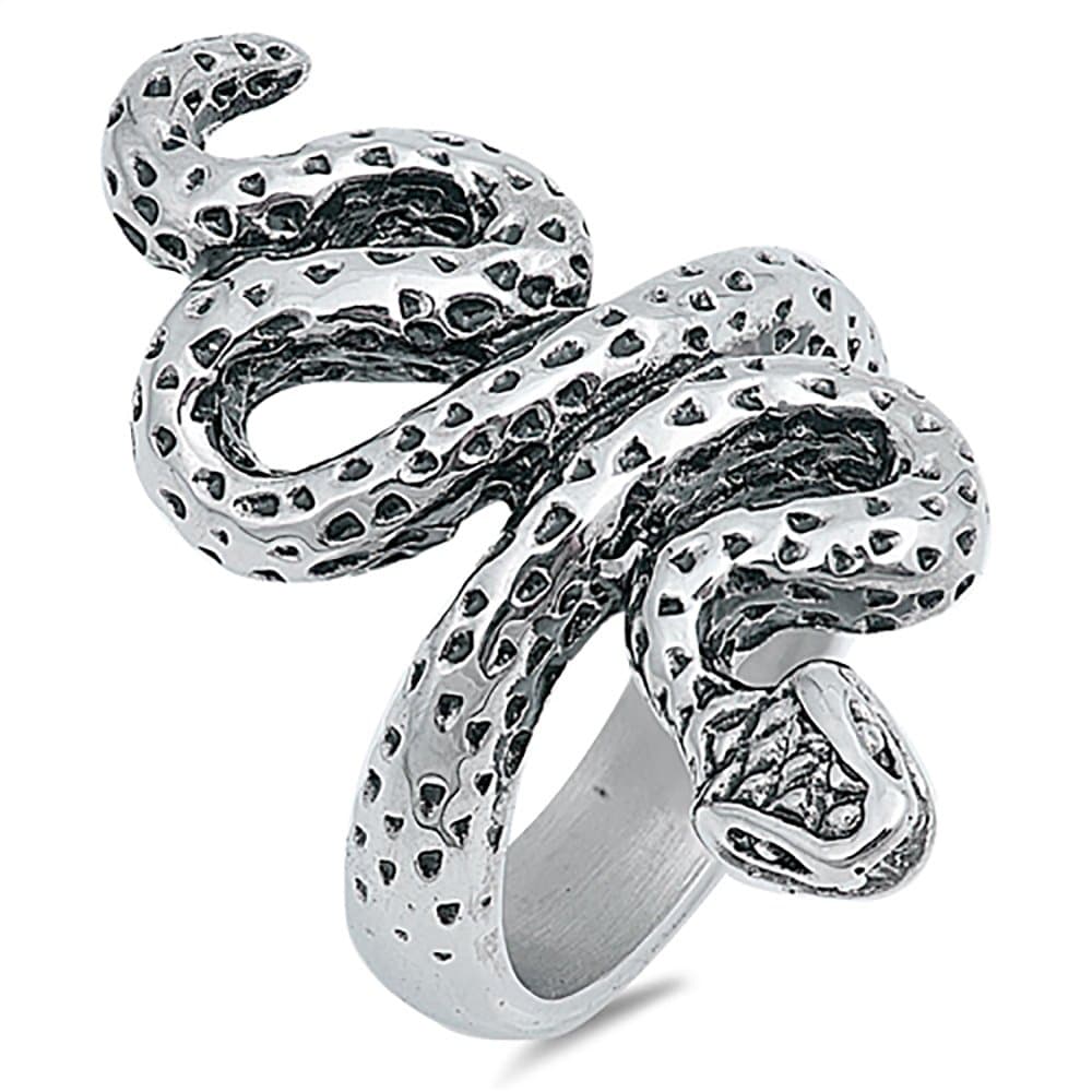 King Metals Stainless Steel Mens Womens Cobra Punk Snake Ring