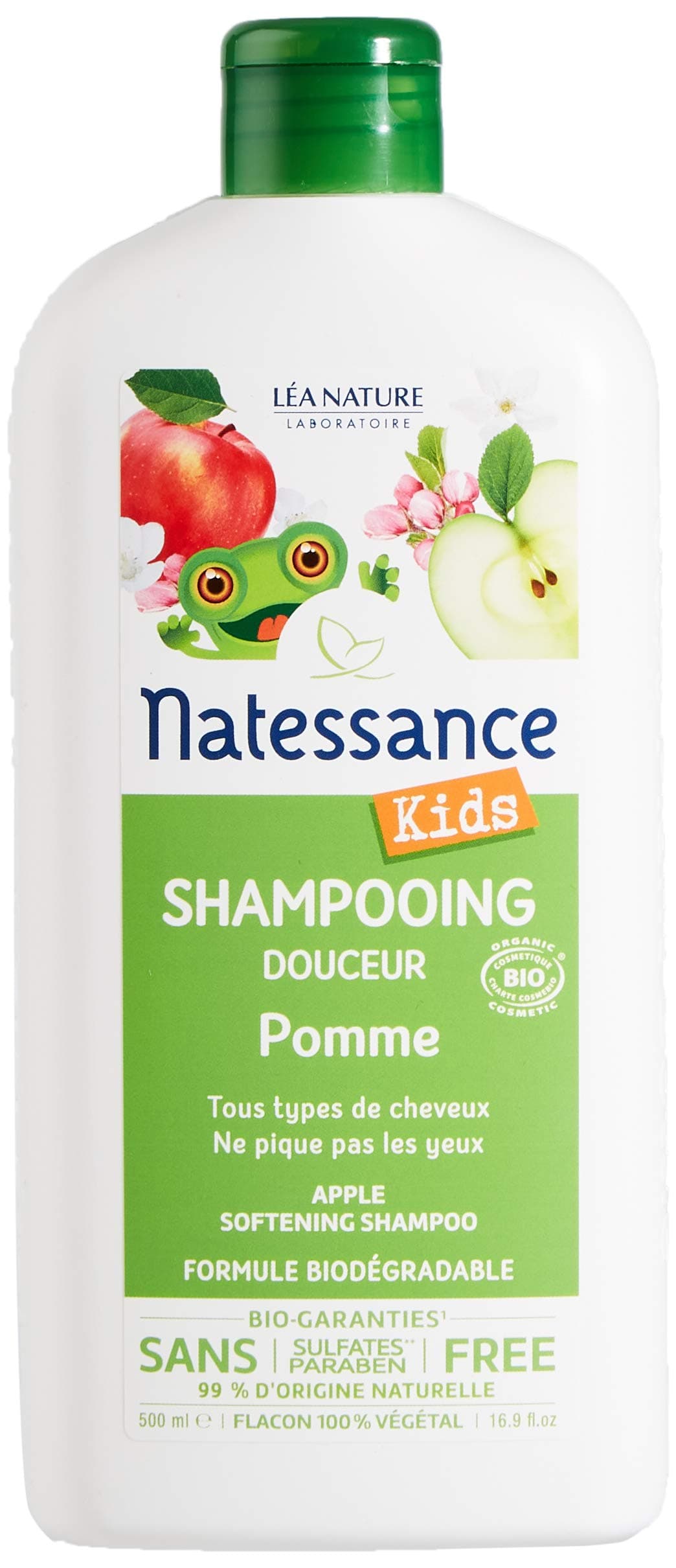 NatessanceApple Sulphate Free Organic Cosmetic Bio Kids Care Hair and Body Shower Gel for Kids, 500 ml