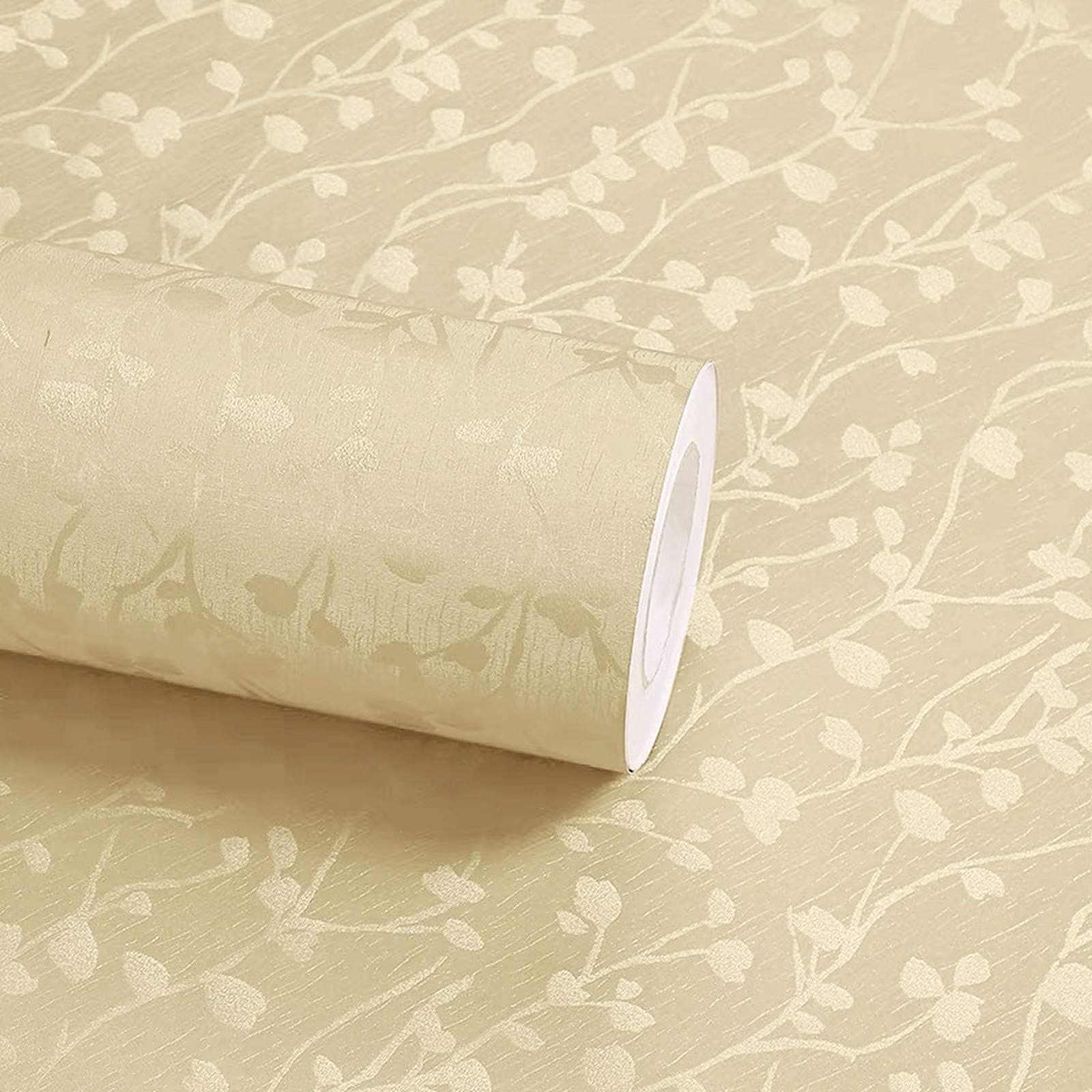 wolpinWall Stickers Wallpaper for Living Room (45 x 300 cm) Textured Butterfly Leaves Self Adhesive Decals Textured Self-Adhesive, Beige