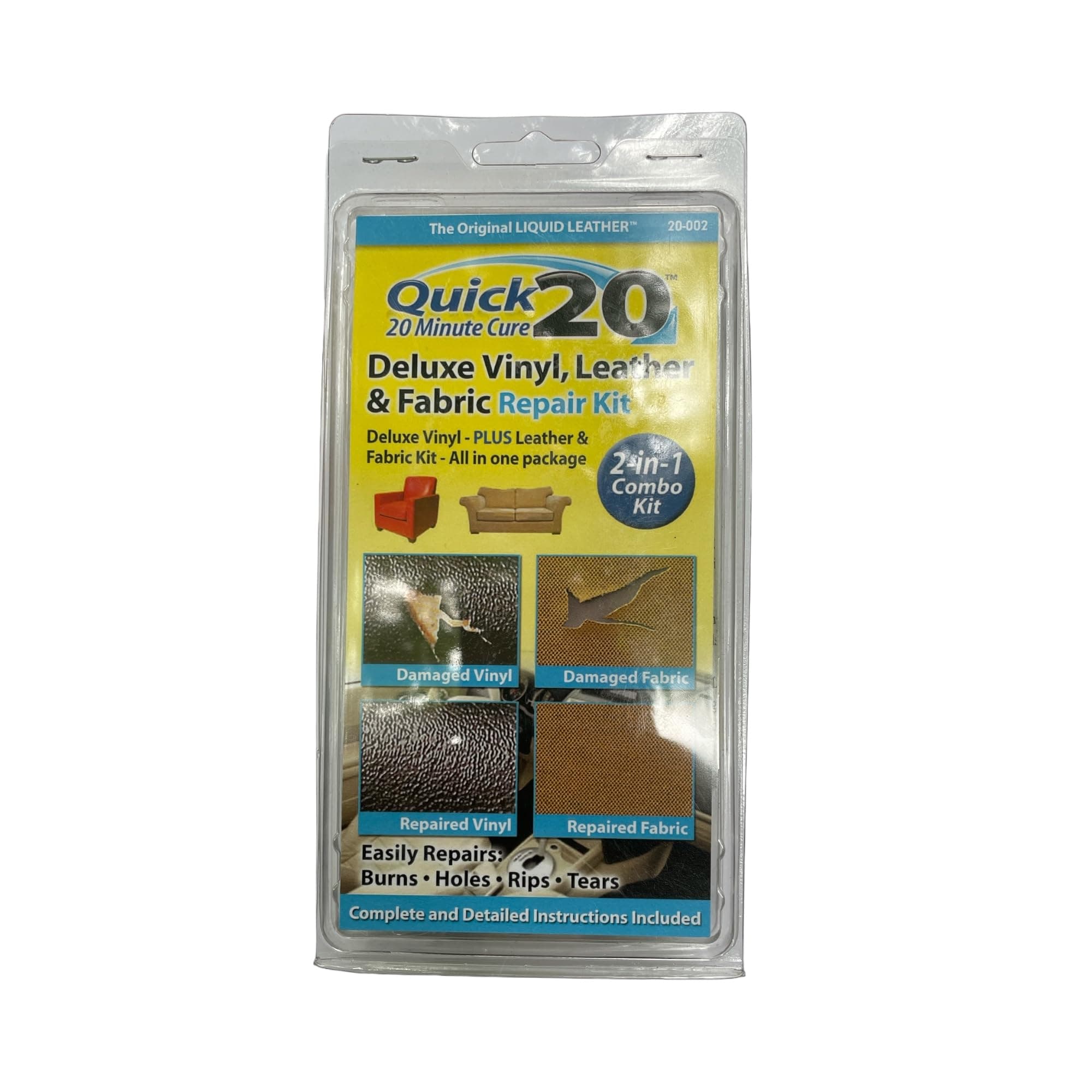 Quick 20 Deluxe Vinyl Fabric Leather Upholstery Repair Combo Kit 20-002 Heat Cure